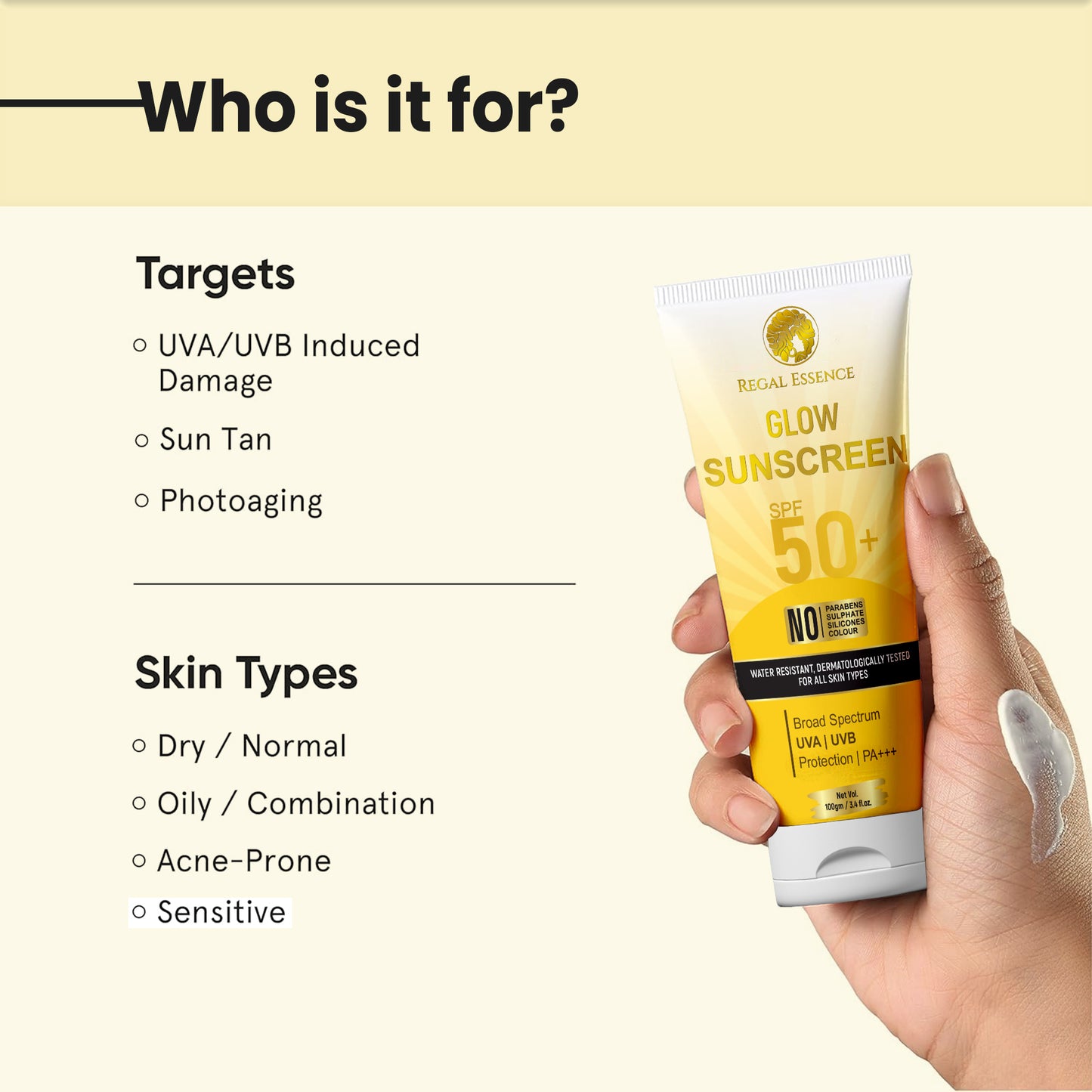 Regal Essence Sunscreen SPF 50+ With UVA & UVB Protection (50 GM) Regal Essence