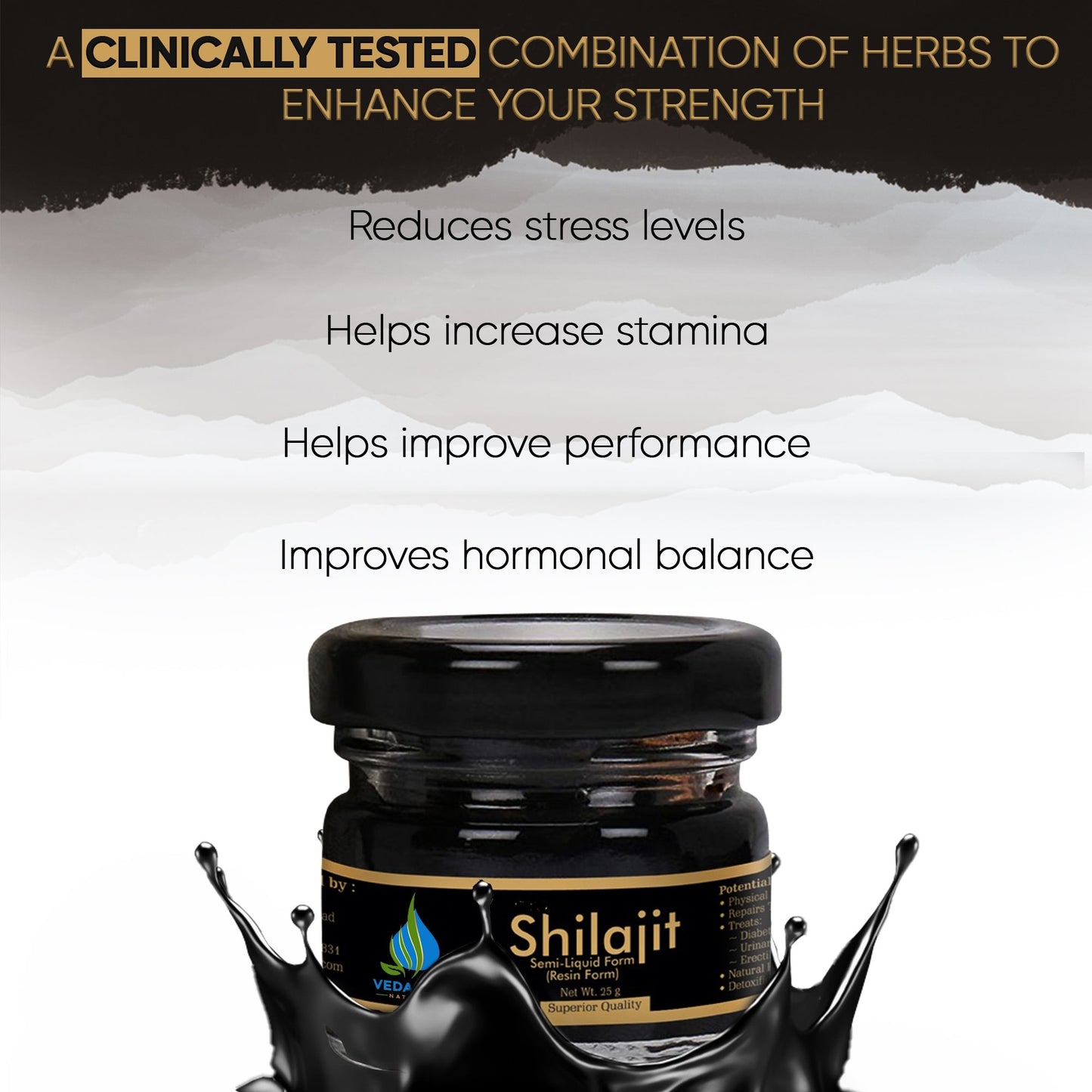 Vedapure Shilajit/Shilajeet Resin for Men & Women Supports General Weakness-25 Gram Vedapure Naturals