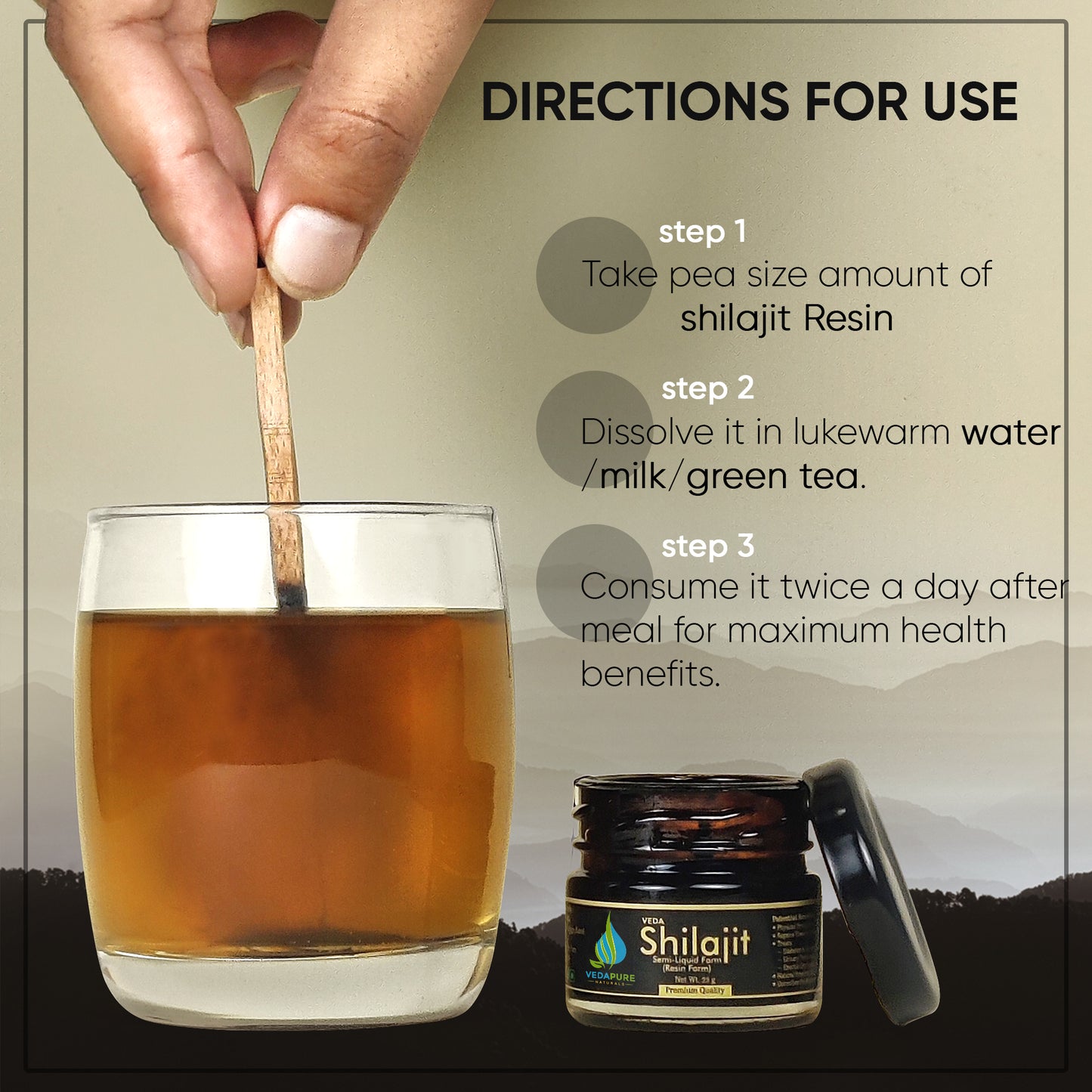 Vedapure Shilajit/Shilajeet Resin for Men & Women Supports General Weakness-25 Gram Vedapure Naturals