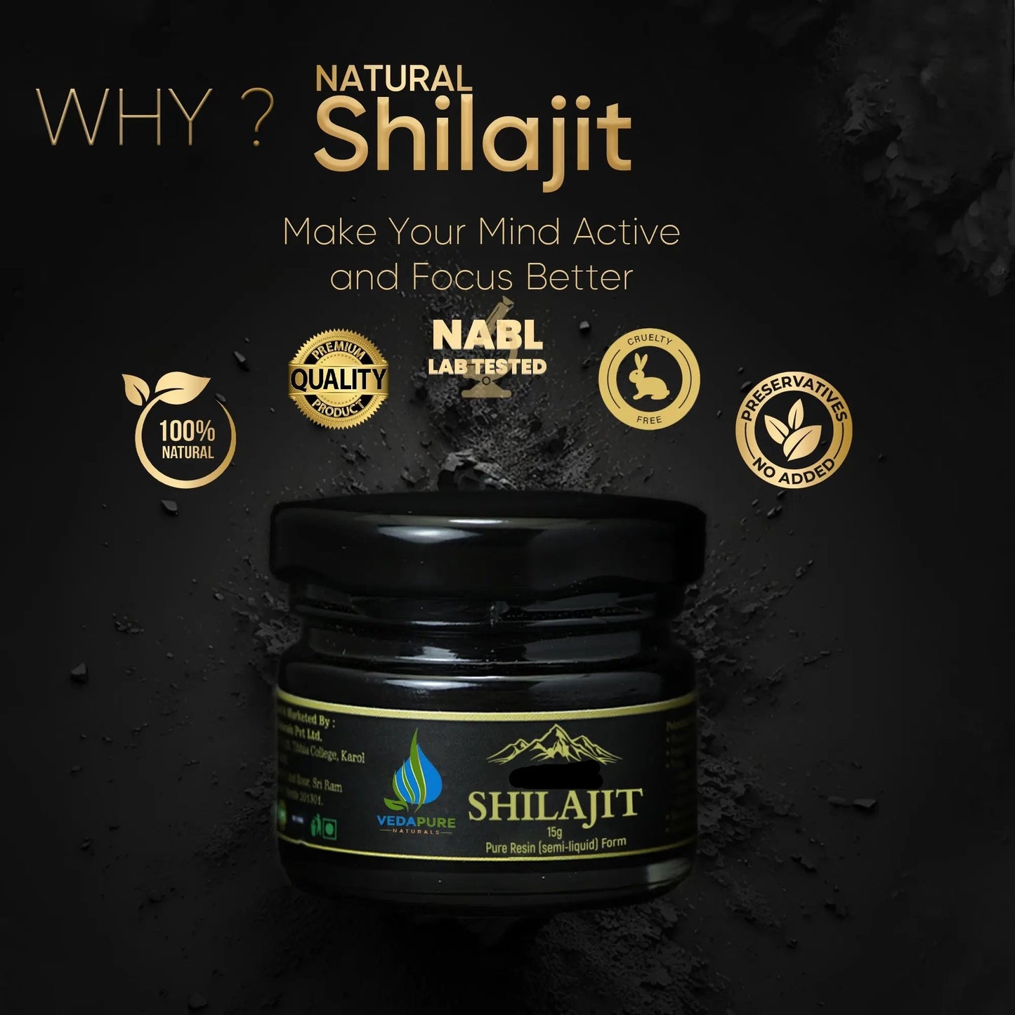 Rock Gold Pure Ayurvedic Shilajit Resin for Men & Women- 15 gram Rock Gold