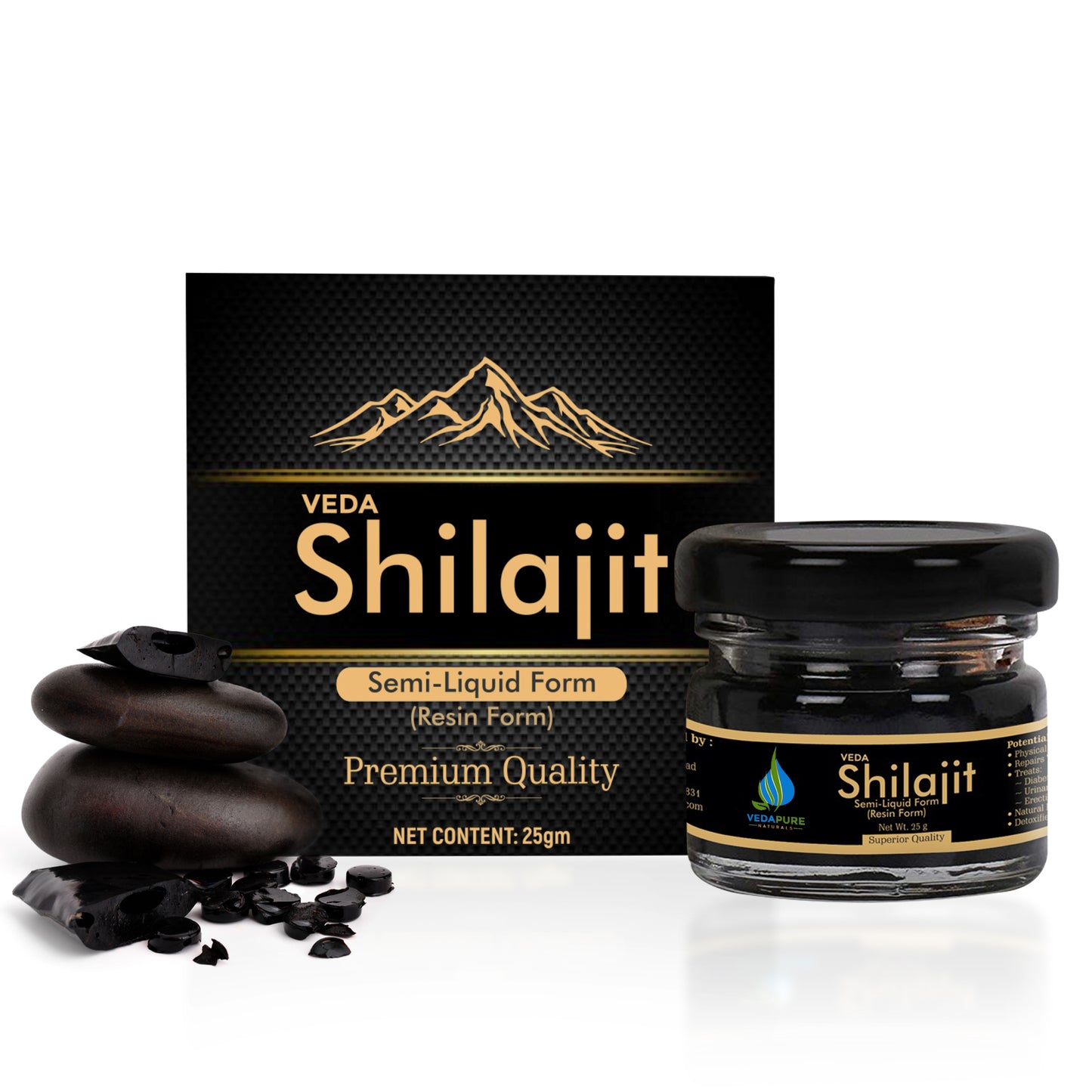 Vedapure Shilajit/Shilajeet Resin for Men & Women Supports General Weakness-25 Gram Vedapure Naturals