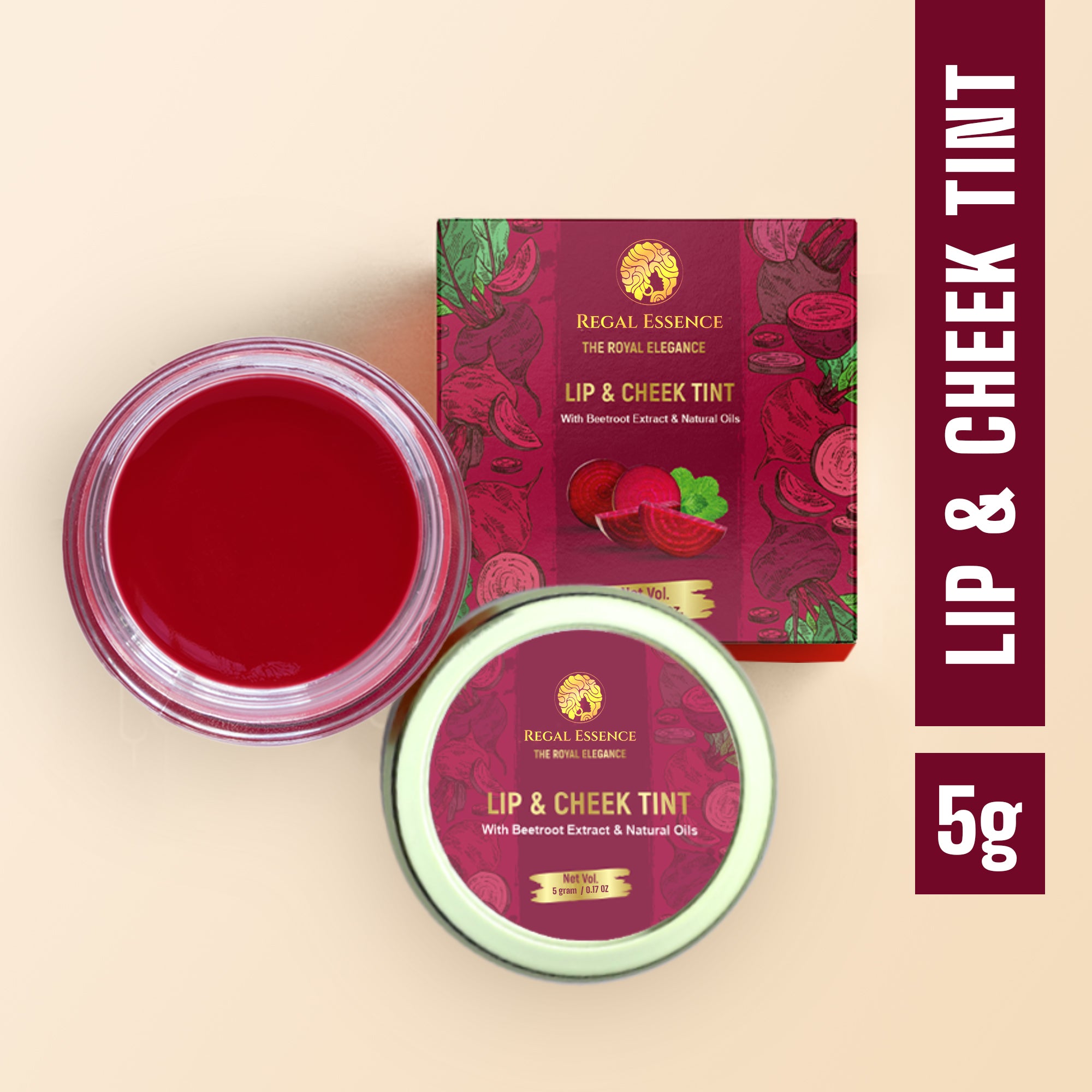 Regal Essence Lip & Cheek Tint | Blush with Beetroot Extract | Long Lasting, & Matte Finish Lip Stain  (5 g) Regal Essence