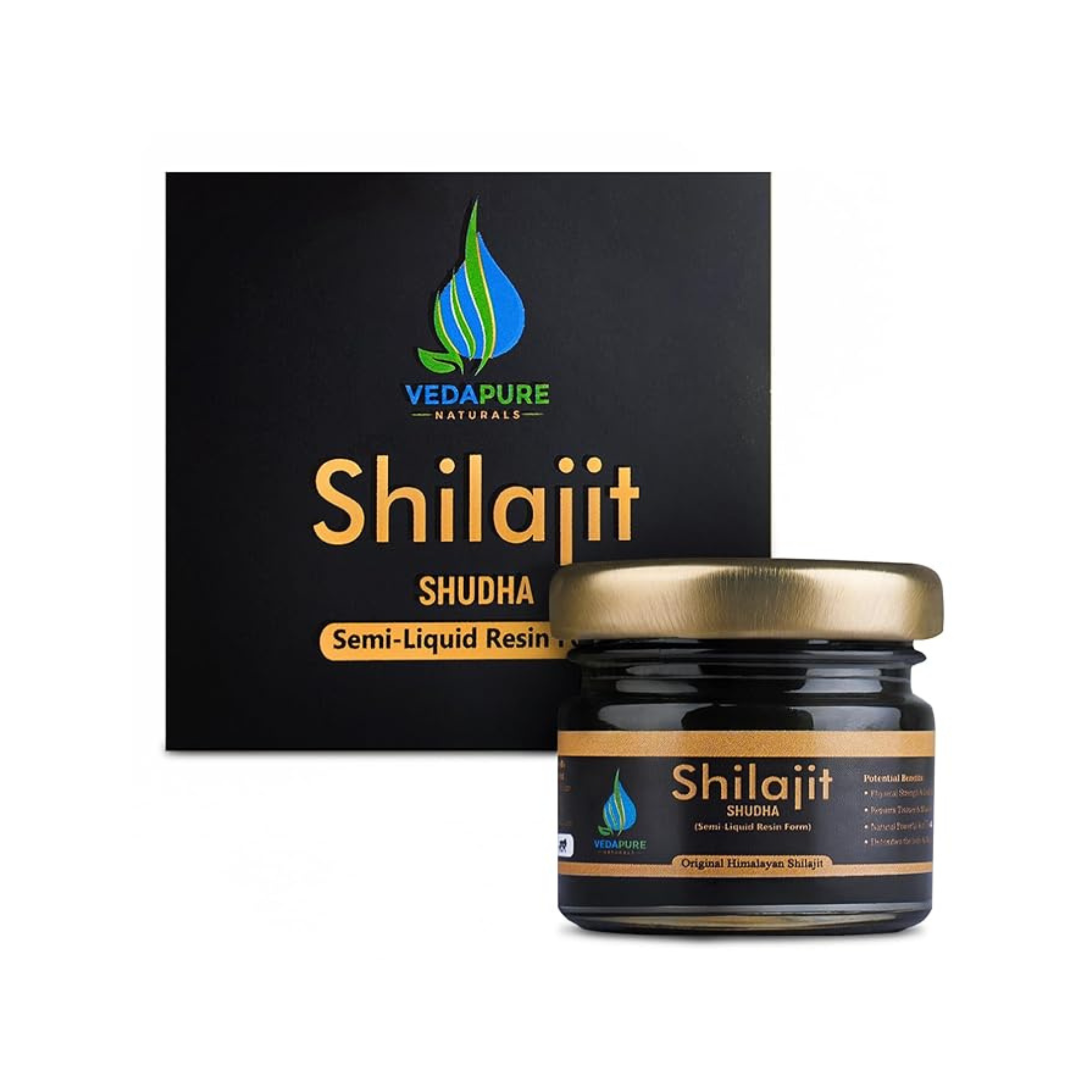 Vedapure Shudh Shilajit Resin 15g – Pure Himalayan Resin for Strength, Stamina & Energy
