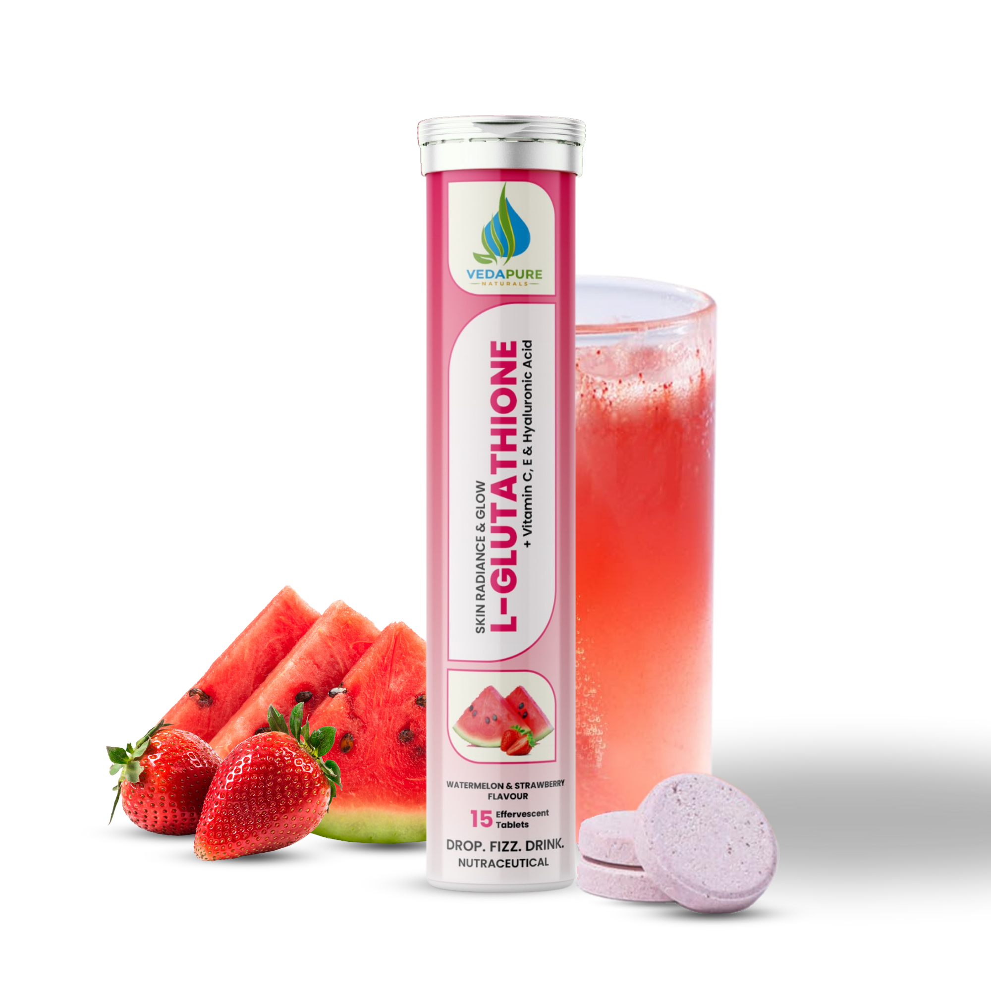 Vedapure L Glutathione Orange & Watermelon & Strawberry Effervescent