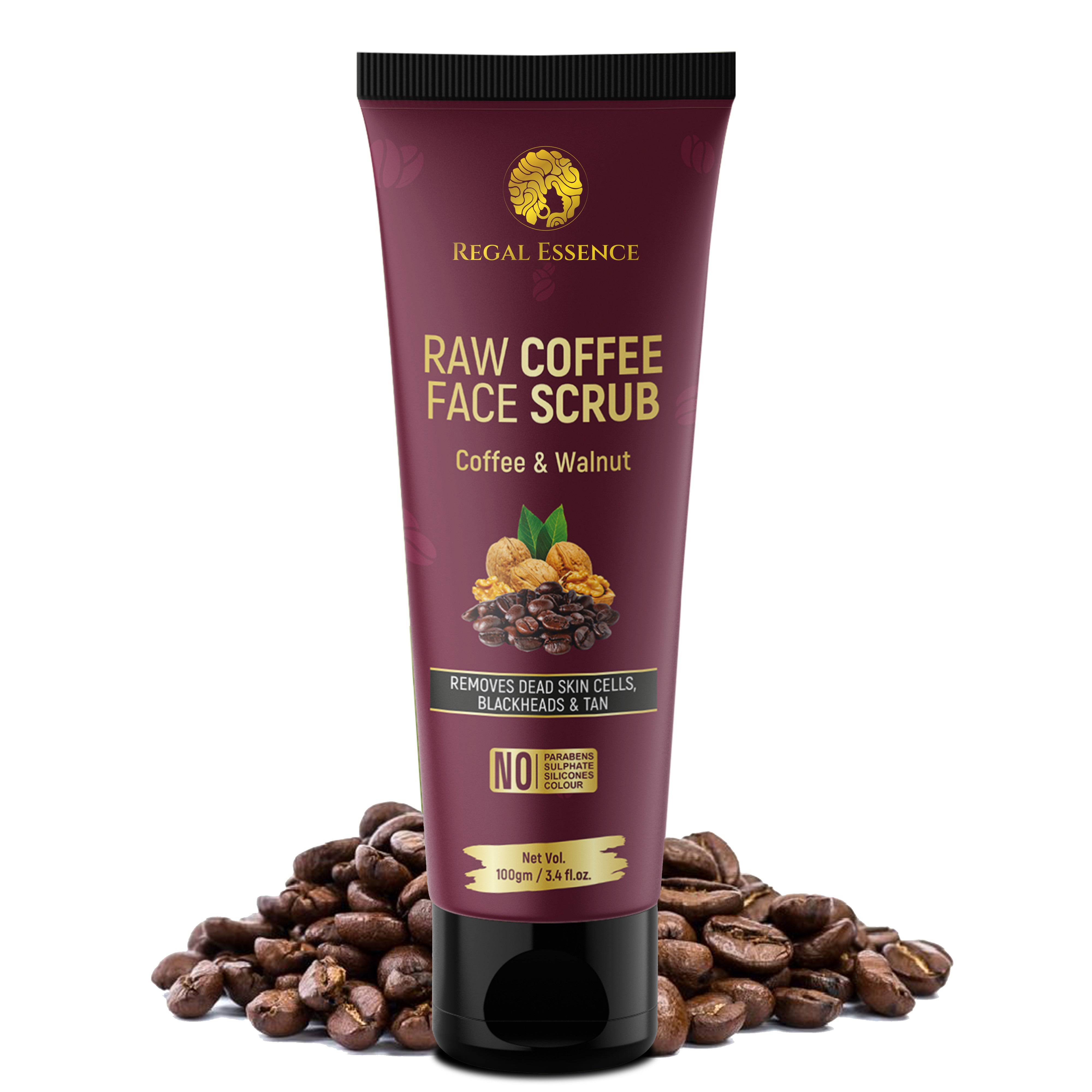 Regal Essence Raw Coffee and Walnut Face & Body Scrub |Tan Removal| All Skin| Men & Women - 100 g Regal Essence