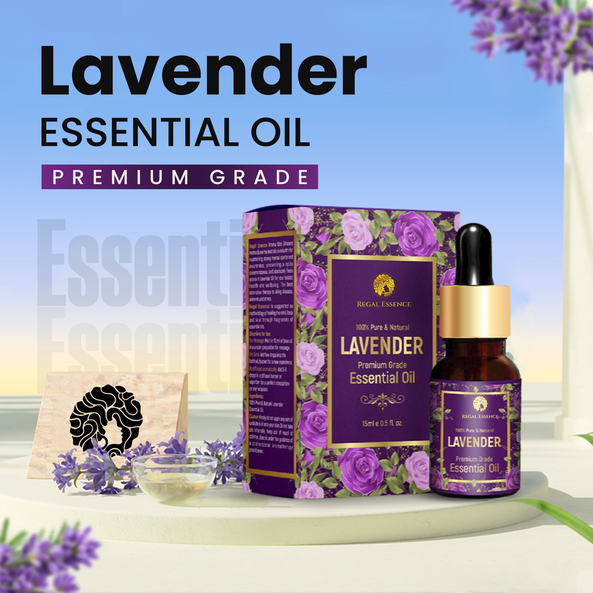 REGAL ESSENCE Lavender Essential Oil for Healthy Hair, Skin, Sleep - 100% Pure, Natural and Undiluted Paraben, Silicone Free 15ML Regal Essence