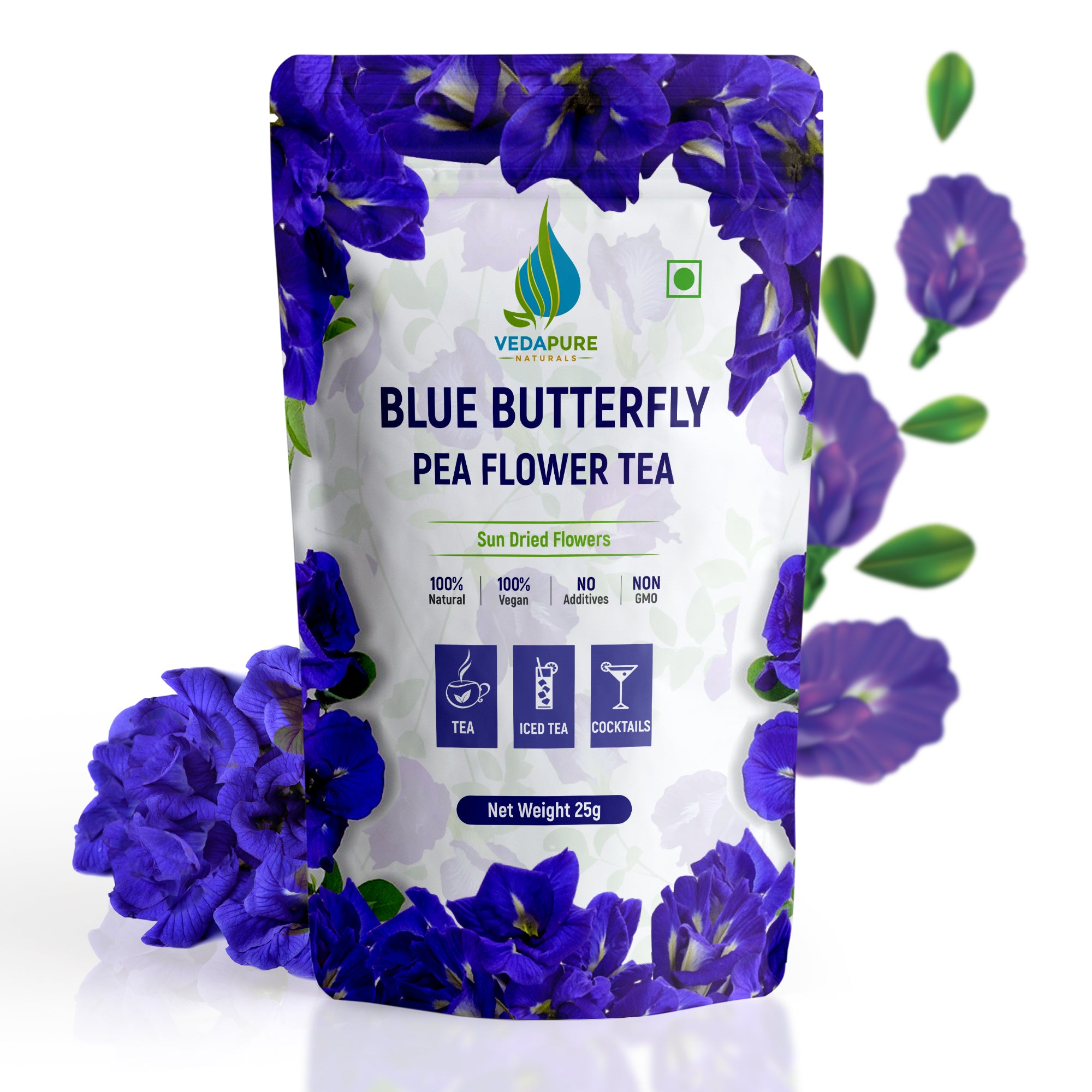 Vedapure Naturals Blue Butterfly Pea Flower Tea 25 g Vedapure Naturals