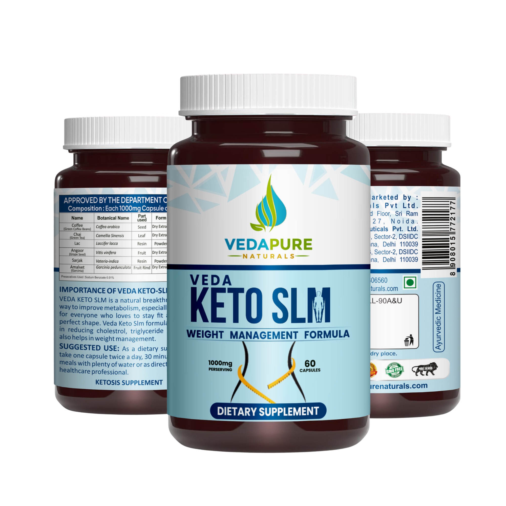 Vedapure Veda Keto Slm – Natural Weight Management & Fat Burner – Boosts Metabolism – 60 Caps.