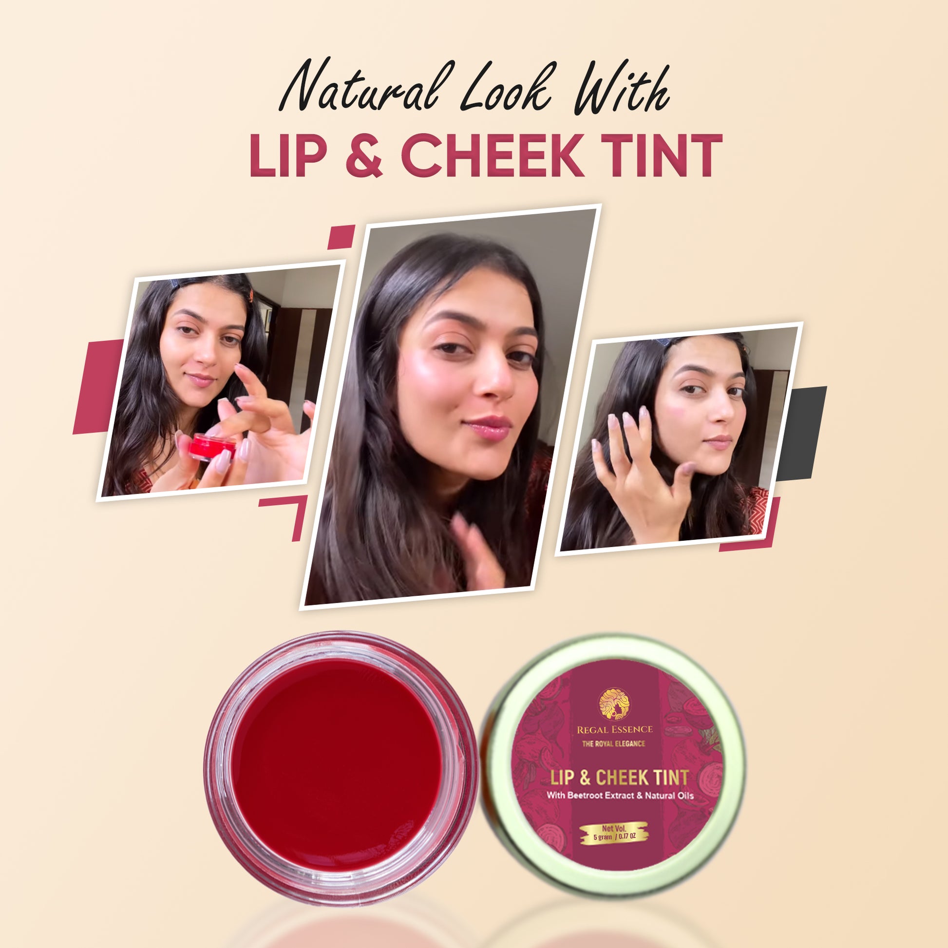 Regal Essence Lip & Cheek Tint | Blush with Beetroot Extract | Long Lasting, & Matte Finish Lip Stain  (5 g) Regal Essence