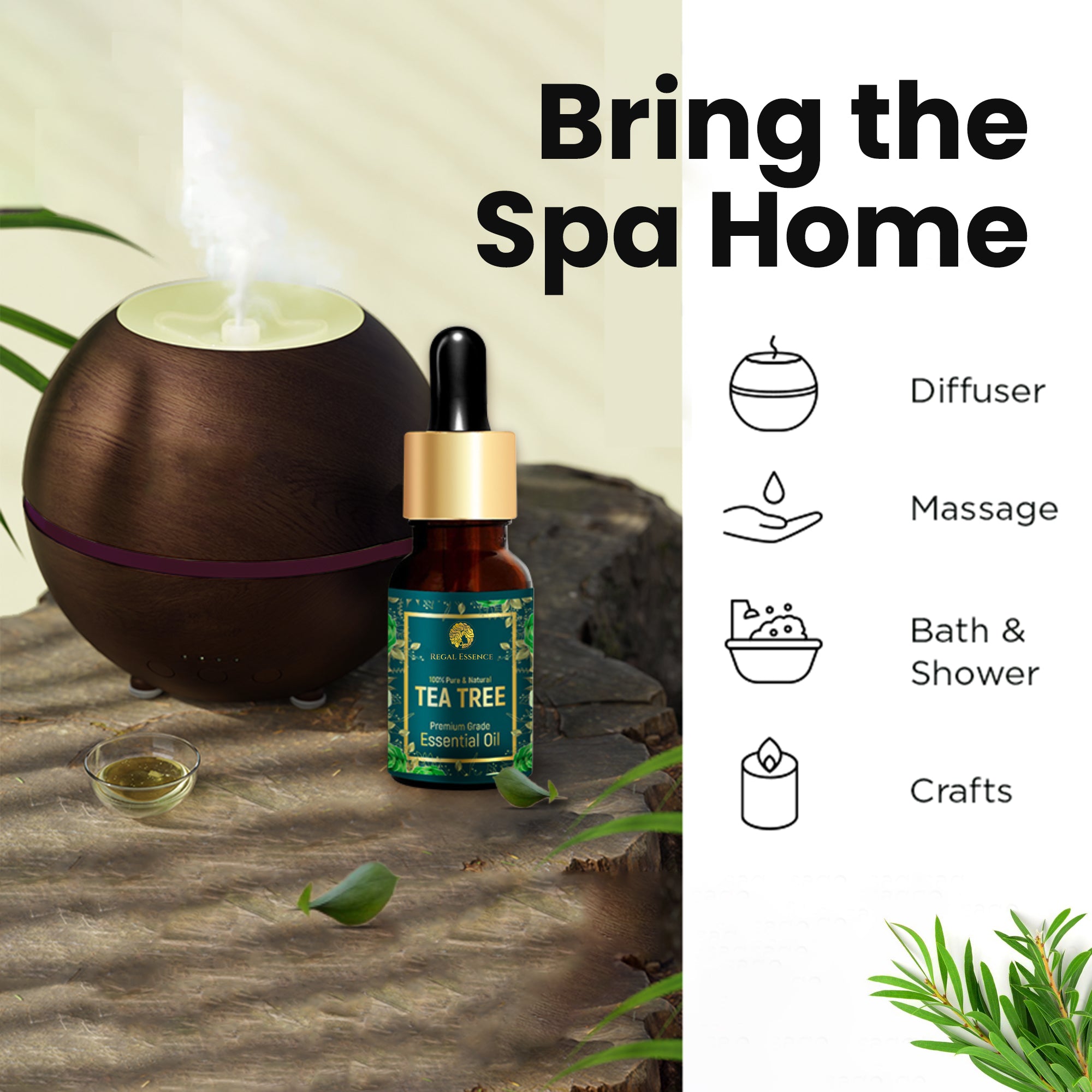 Regal Essence Tea Tree Essential Oil For Healthy Skin, Hair & Stress-15ml Vedapure Naturals