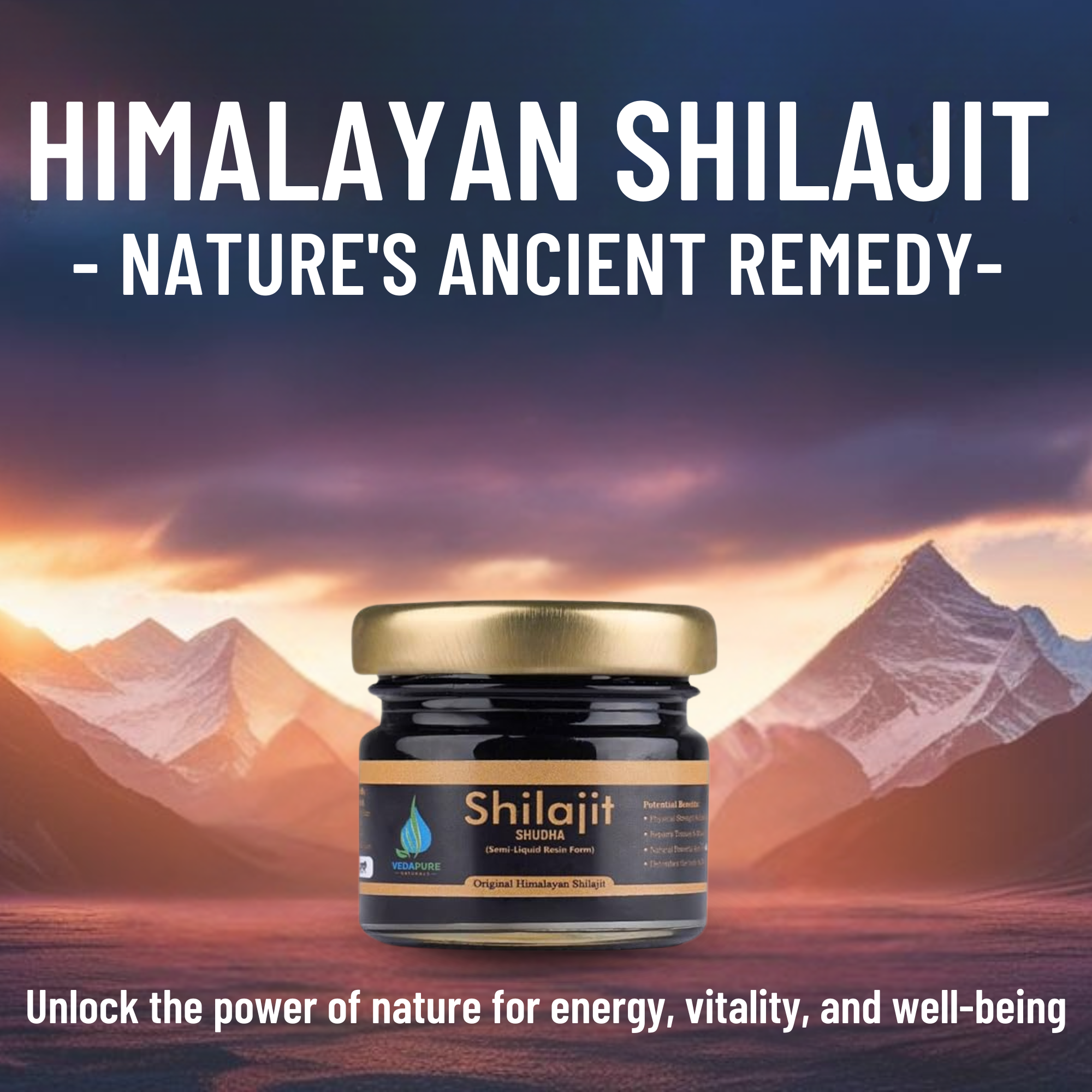 Vedapure Shudh Himalayan Shilajit Resin 25g - Strength | Energy | Stamina | Performance
