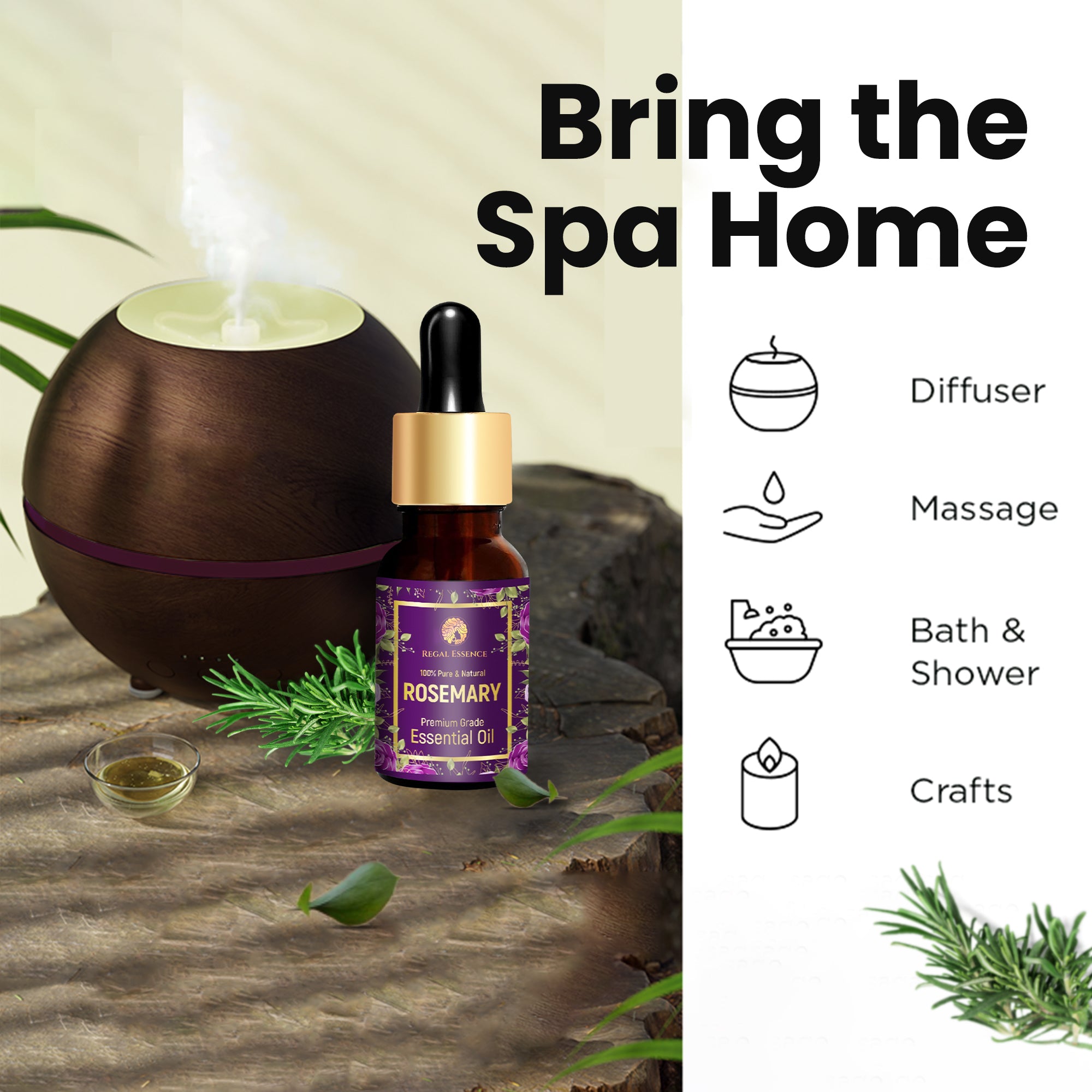 Regal Essence Rosemary Essential Oil, For Skin, Muscle & Joints-15ml Vedapure Naturals