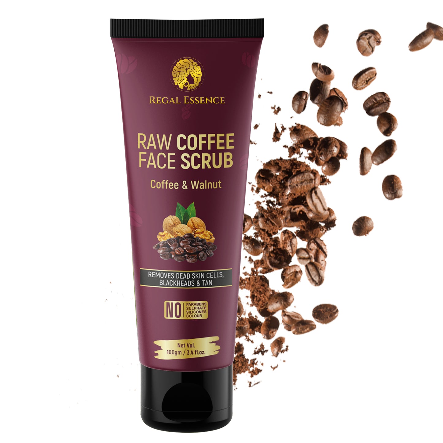 Regal Essence Raw Coffee and Walnut Face & Body Scrub |Tan Removal| All Skin| Men & Women - 100 g Regal Essence