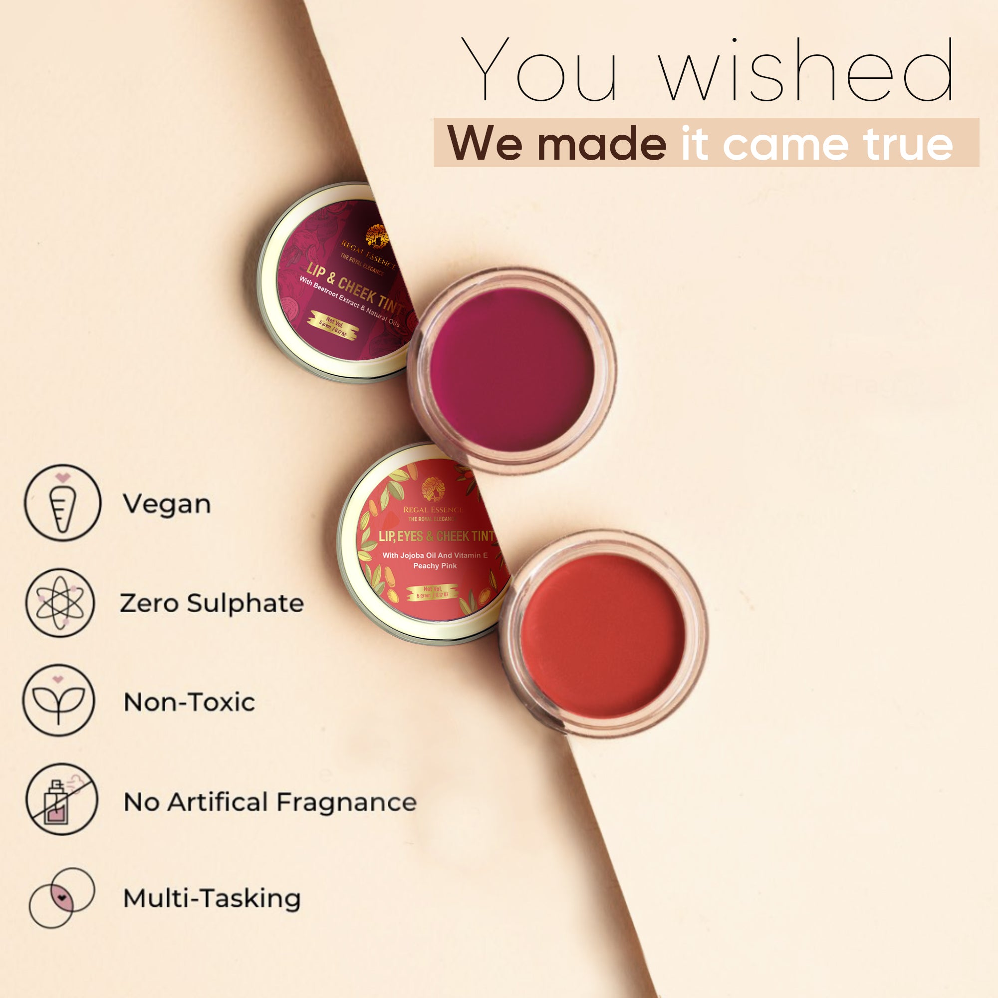 Regal Essence Lip & Cheek Tint | Blush with Beetroot Extract | Long Lasting, & Matte Finish Lip Stain  (5 g) Regal Essence