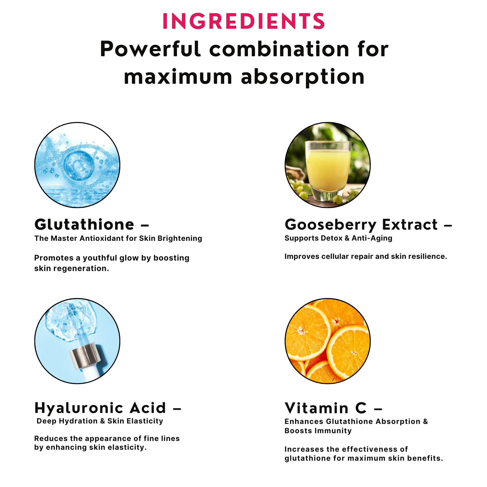 Vedapure L-Glutathione Effervescent Tablets – Watermelon & Strawberry | Skin Brightening, Hydration & Collagen Support – 15 Tablets