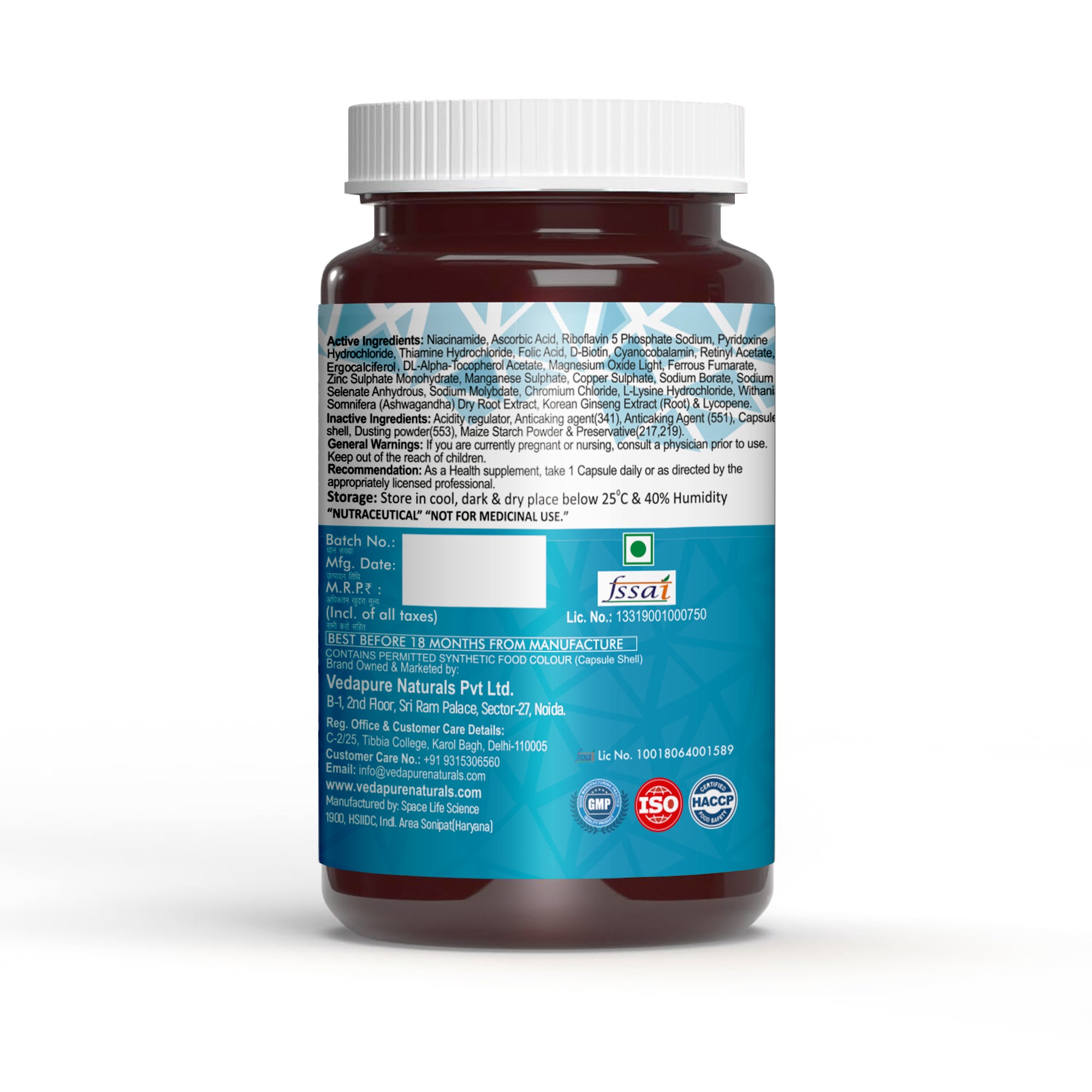 Vedapure Naturals Multivitamin & Multimineral For Men & Women- 60 Capsules Vedapure Naturals