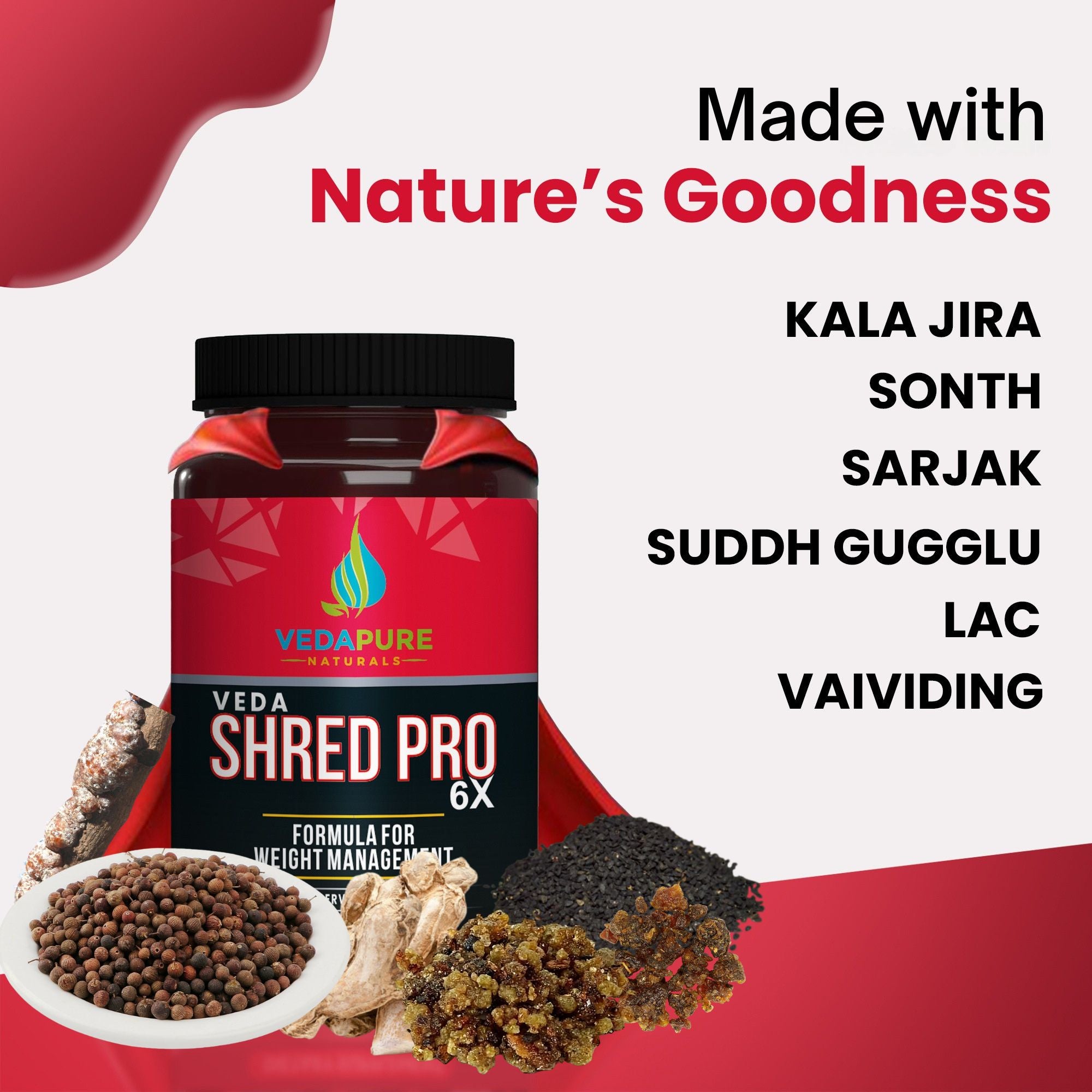 Vedapure Naturals Veda Shred Pro 6x Fat burner Weight Management - 60 Capsules
