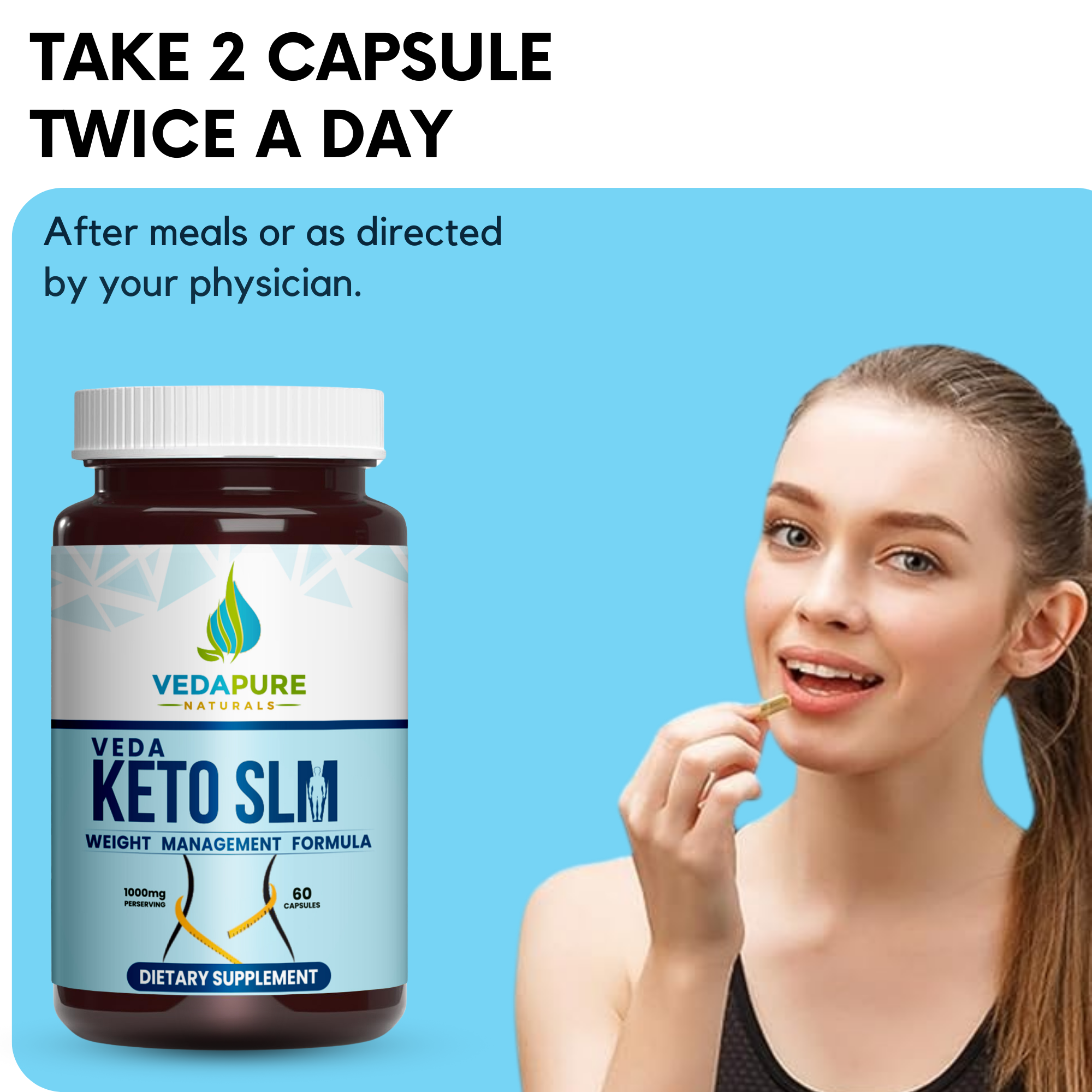 Vedapure Veda Keto Slm – Natural Weight Management & Fat Burner – Boosts Metabolism – 60 Caps.