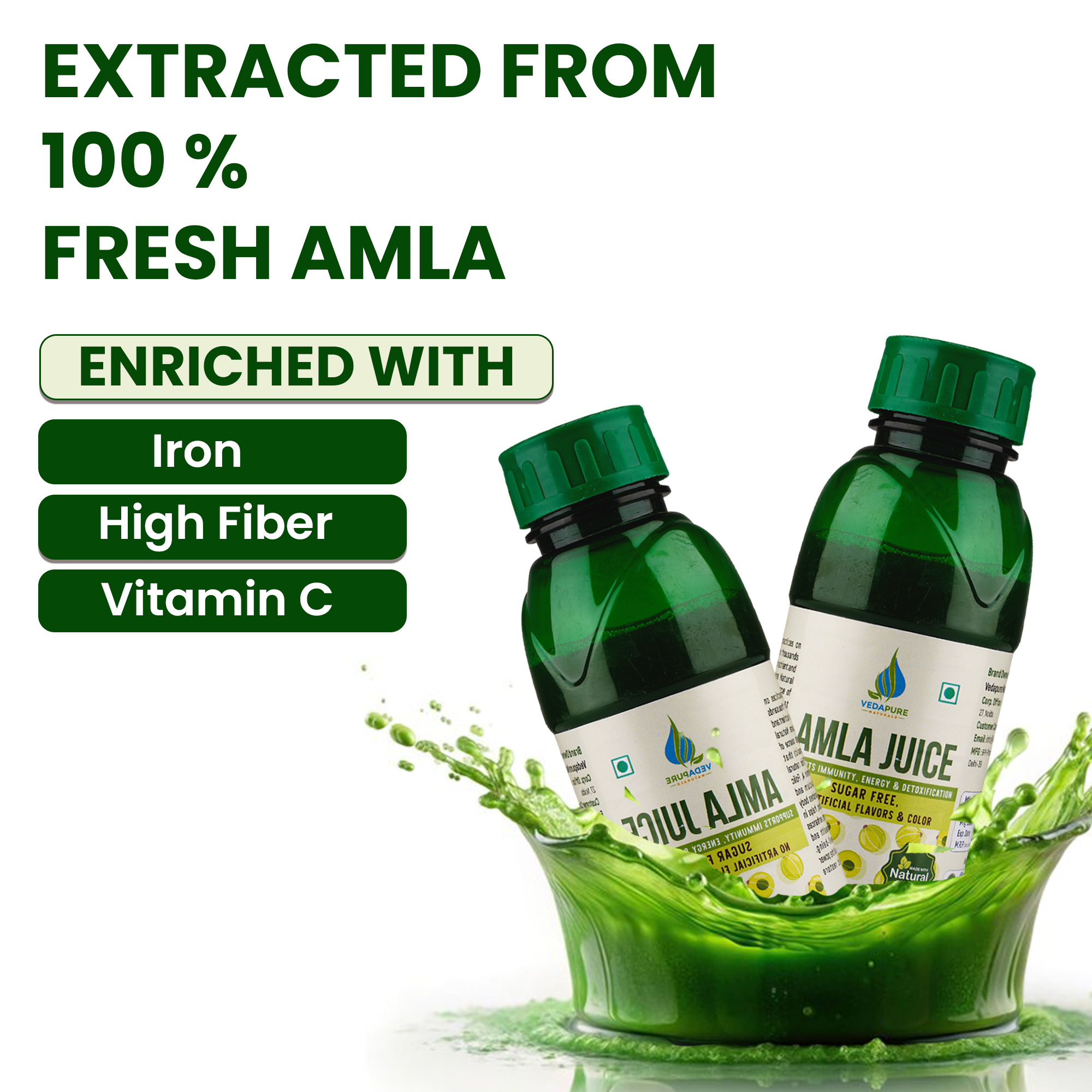 Vedapure Naturals Amla Juice Pure & Natural | Supports Immunity, Energy & Detoxification-500ML