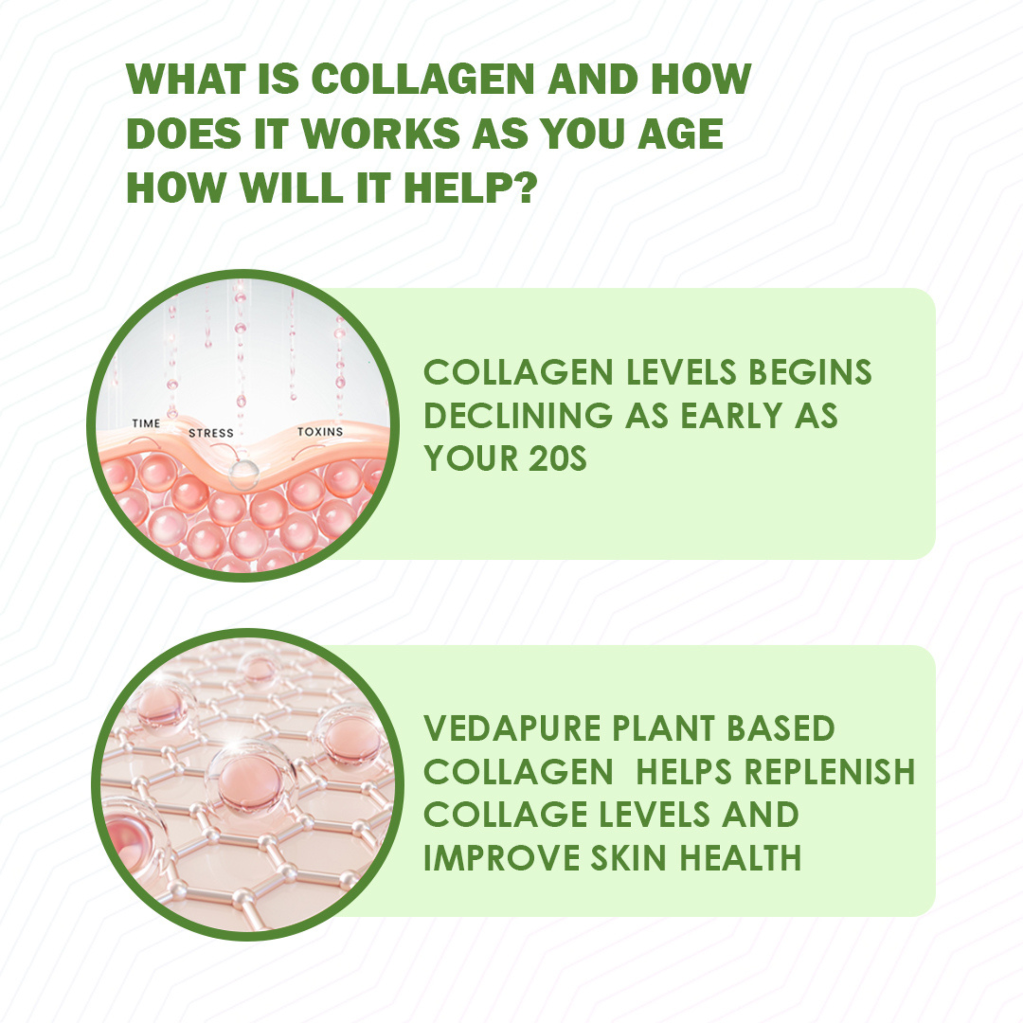 Vedapure Plant-Based Collagen | Vegan Booster with Biotin & Hyaluronic Acid | Skin Glow – 210g