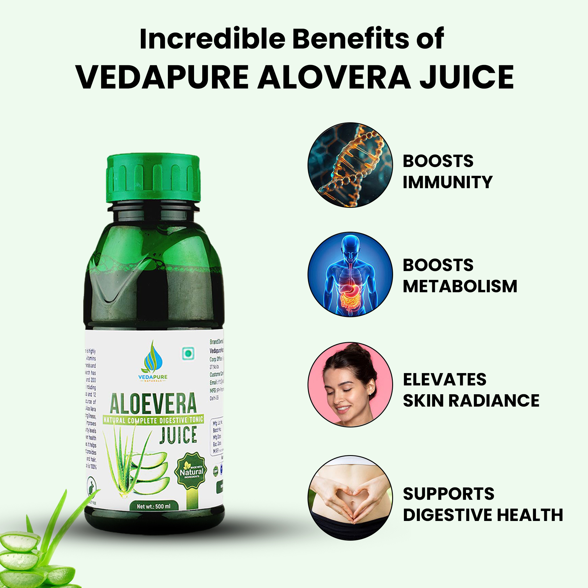 Vedapure Naturals Pure & Natural Aloe Vera Juice For Healthy Body 500 ML