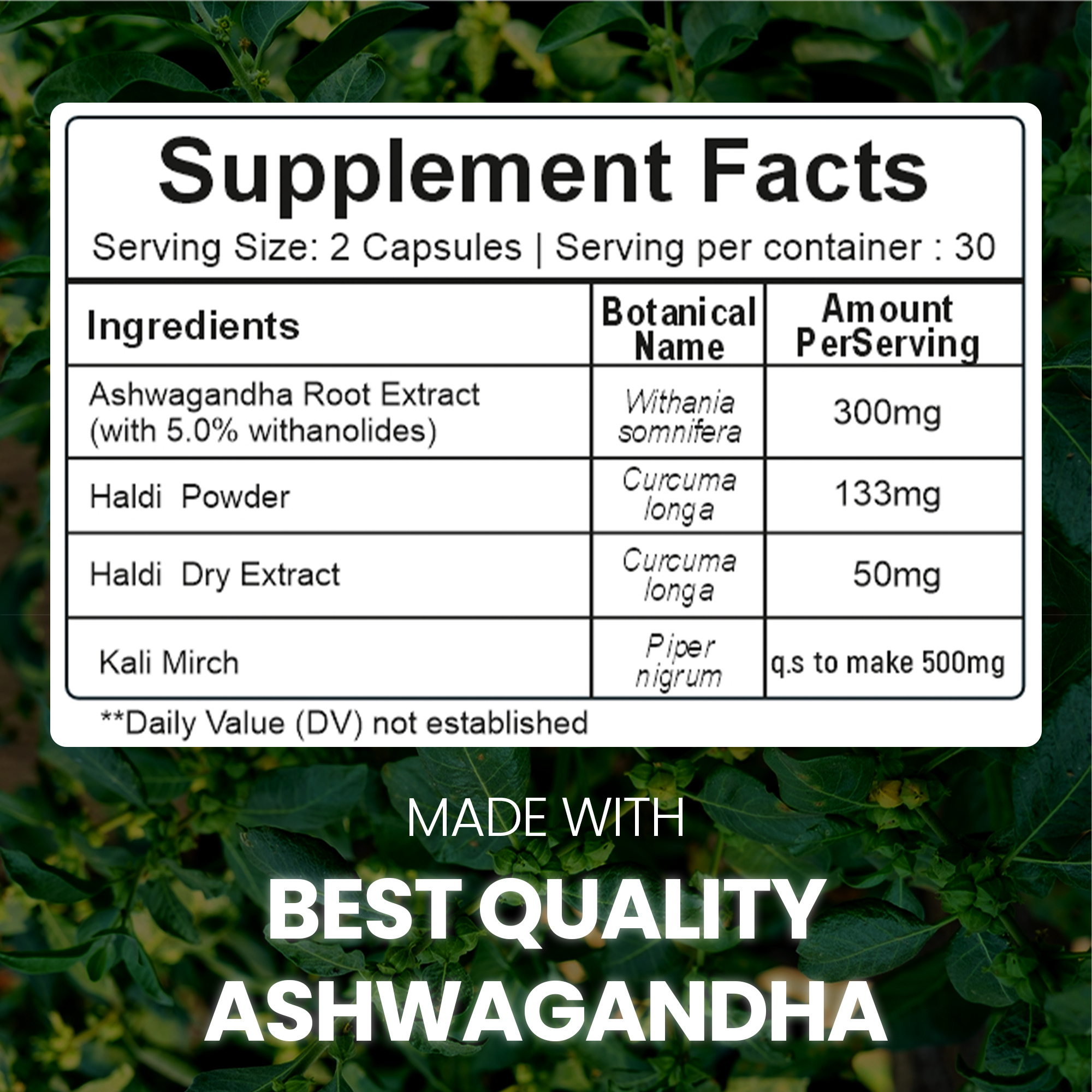 Vedapure Ashwagandha 100mg – Combats Stress & Anxiety with Turmeric & Black Pepper – 60 Caps.