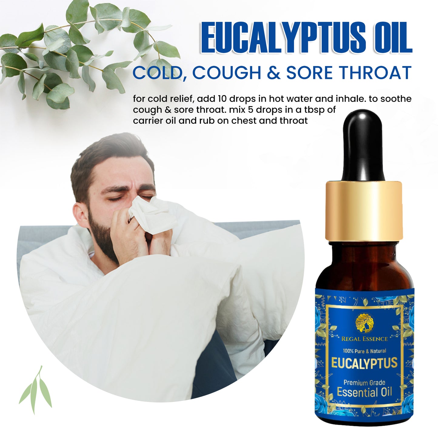 Regal Essence Eucalyptus Essential oil For Cold & Cough- 15ml Vedapure Naturals
