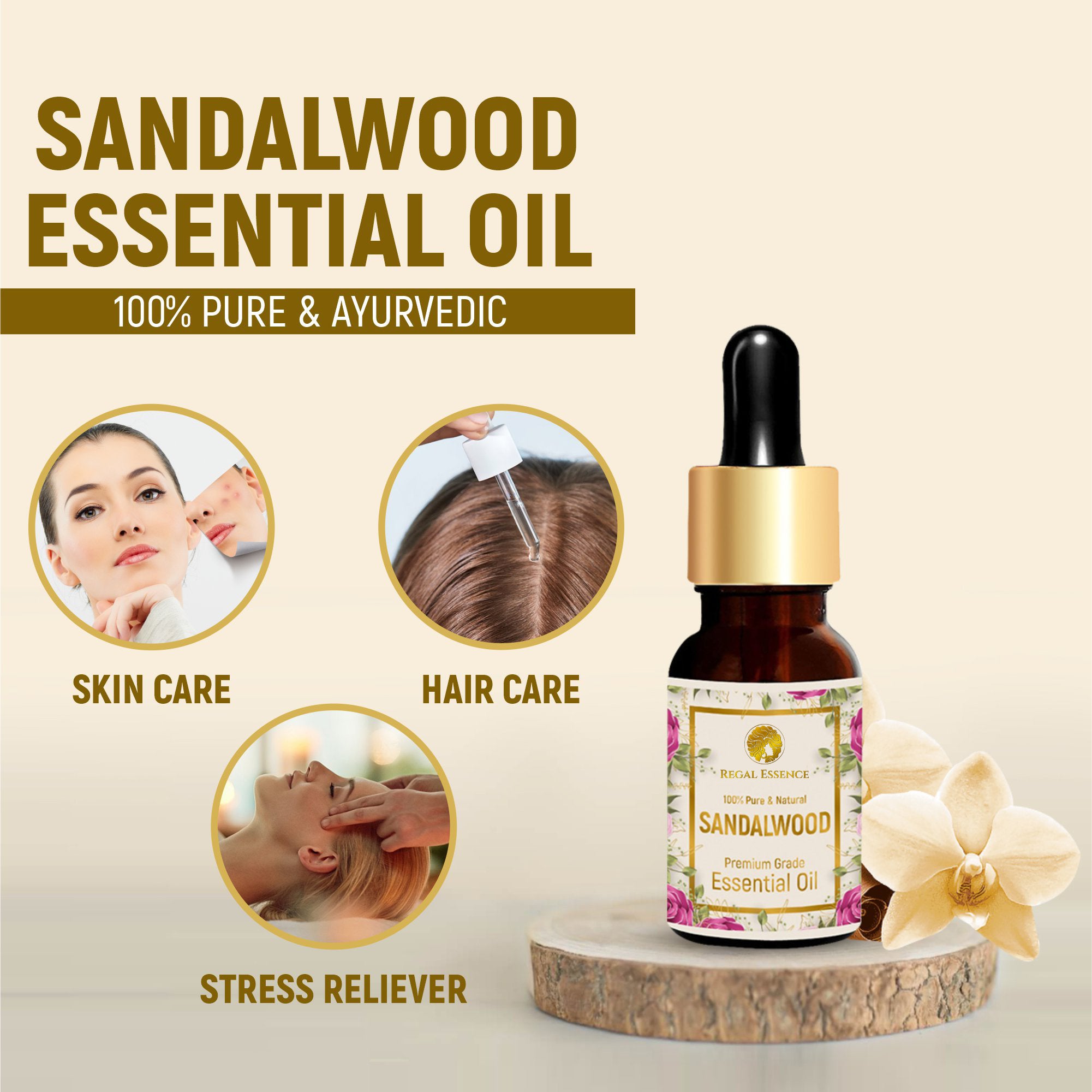 Regal Essence Sandalwood Essential Oil For Skin & Face-15ml Vedapure Naturals
