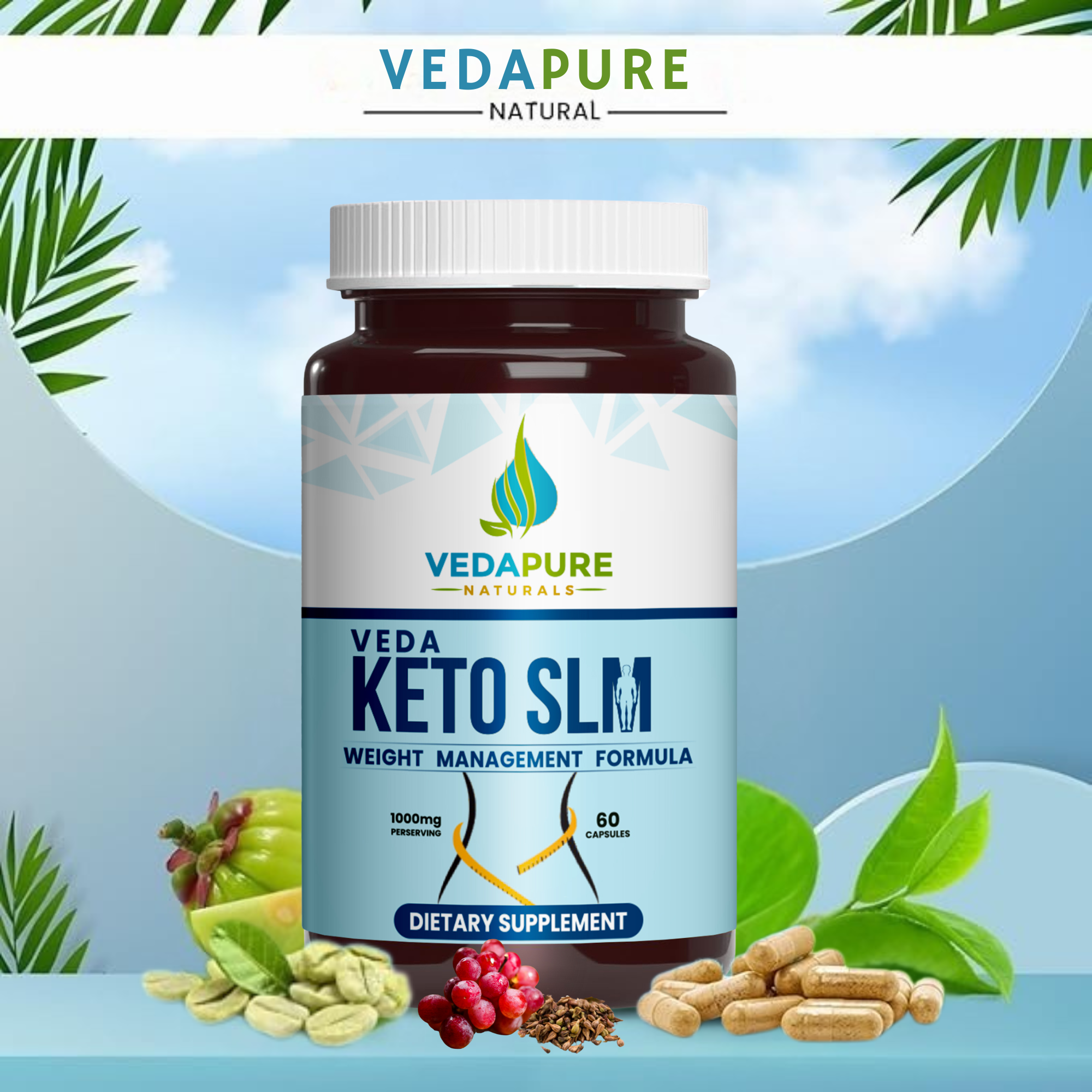 Vedapure Veda Keto Slm – Natural Weight Management & Fat Burner – Boosts Metabolism – 60 Caps.