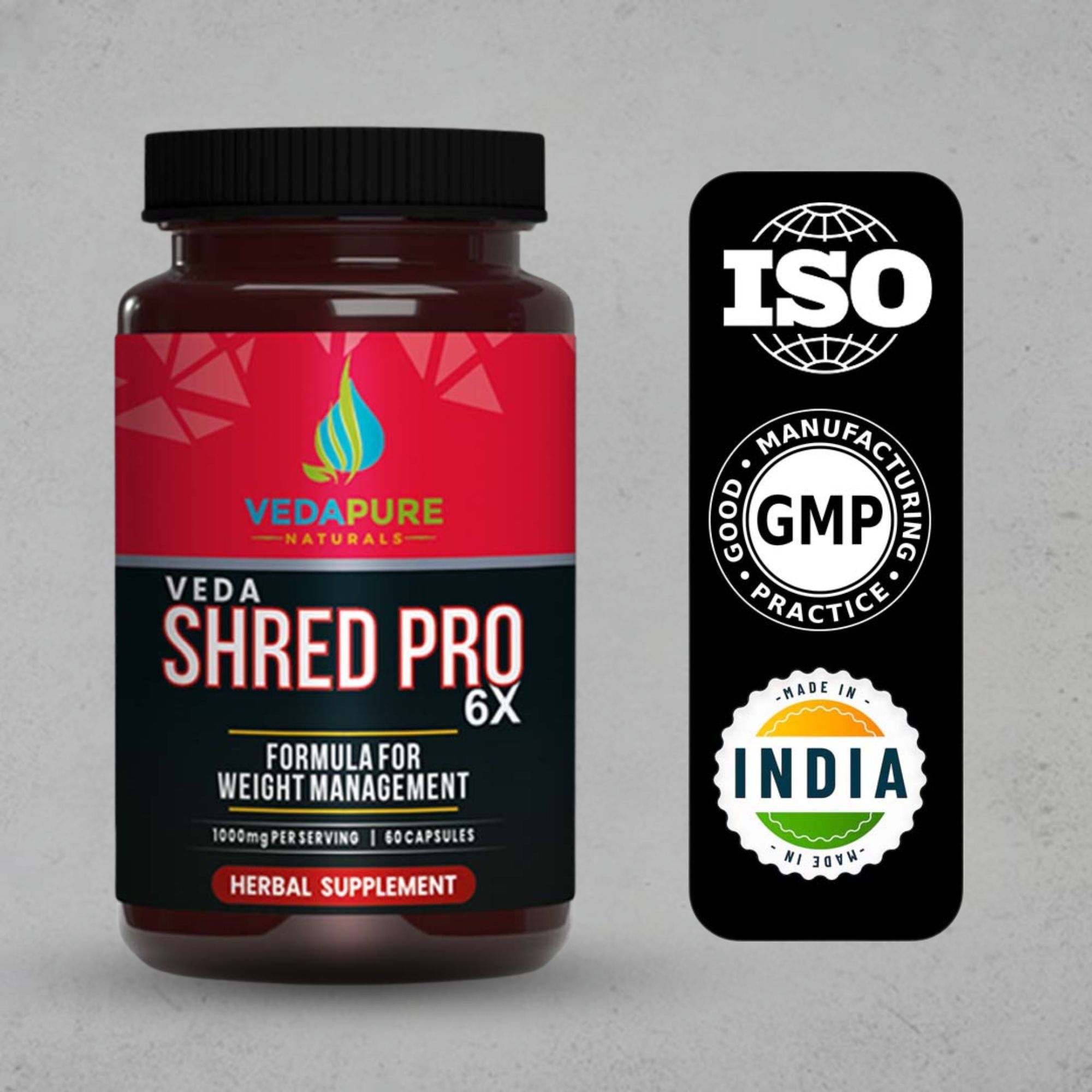 Vedapure Naturals Veda Shred Pro 6x Fat burner Weight Management - 60 Capsules