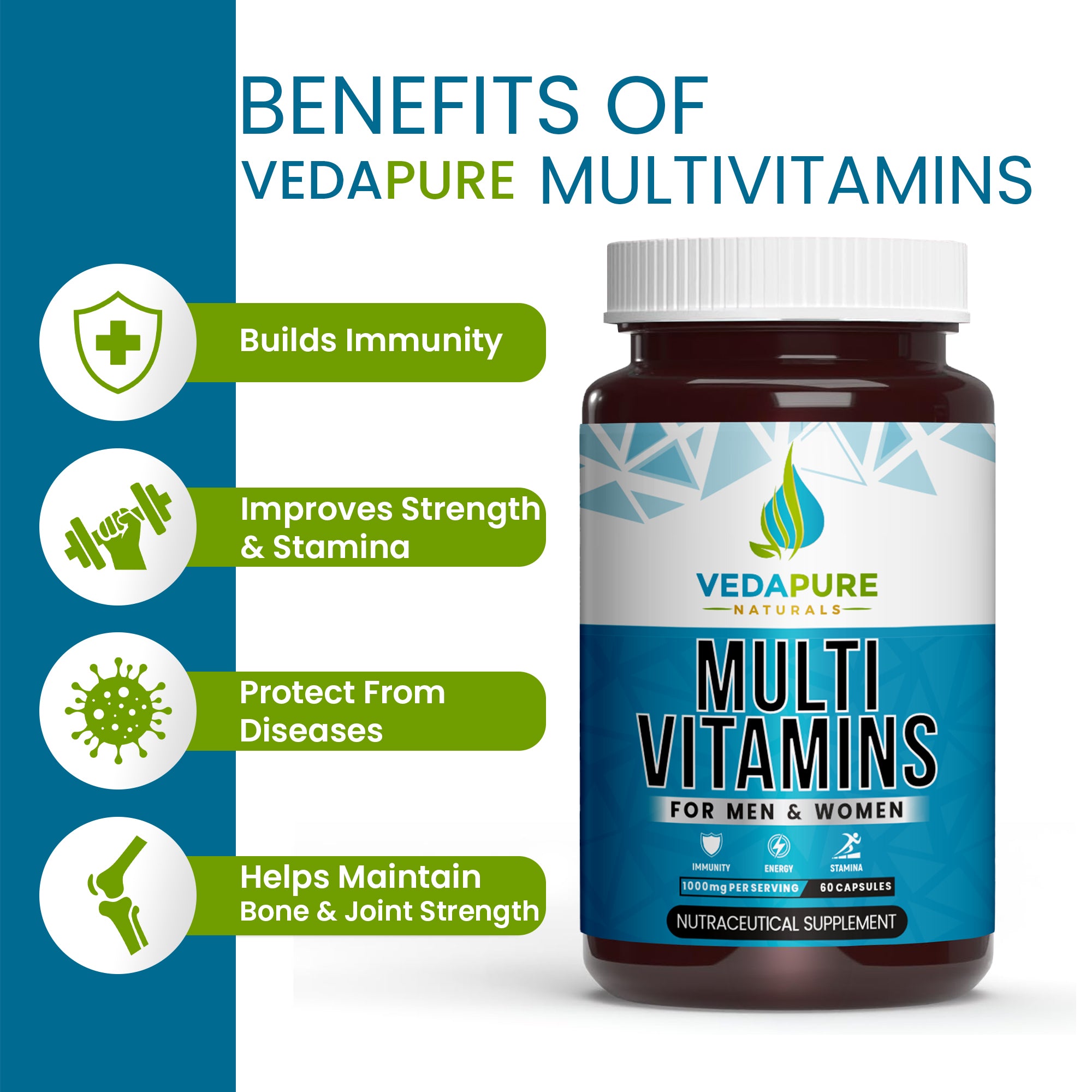 Vedapure Naturals Multivitamin & Multimineral For Men & Women- 60 Capsules Vedapure Naturals