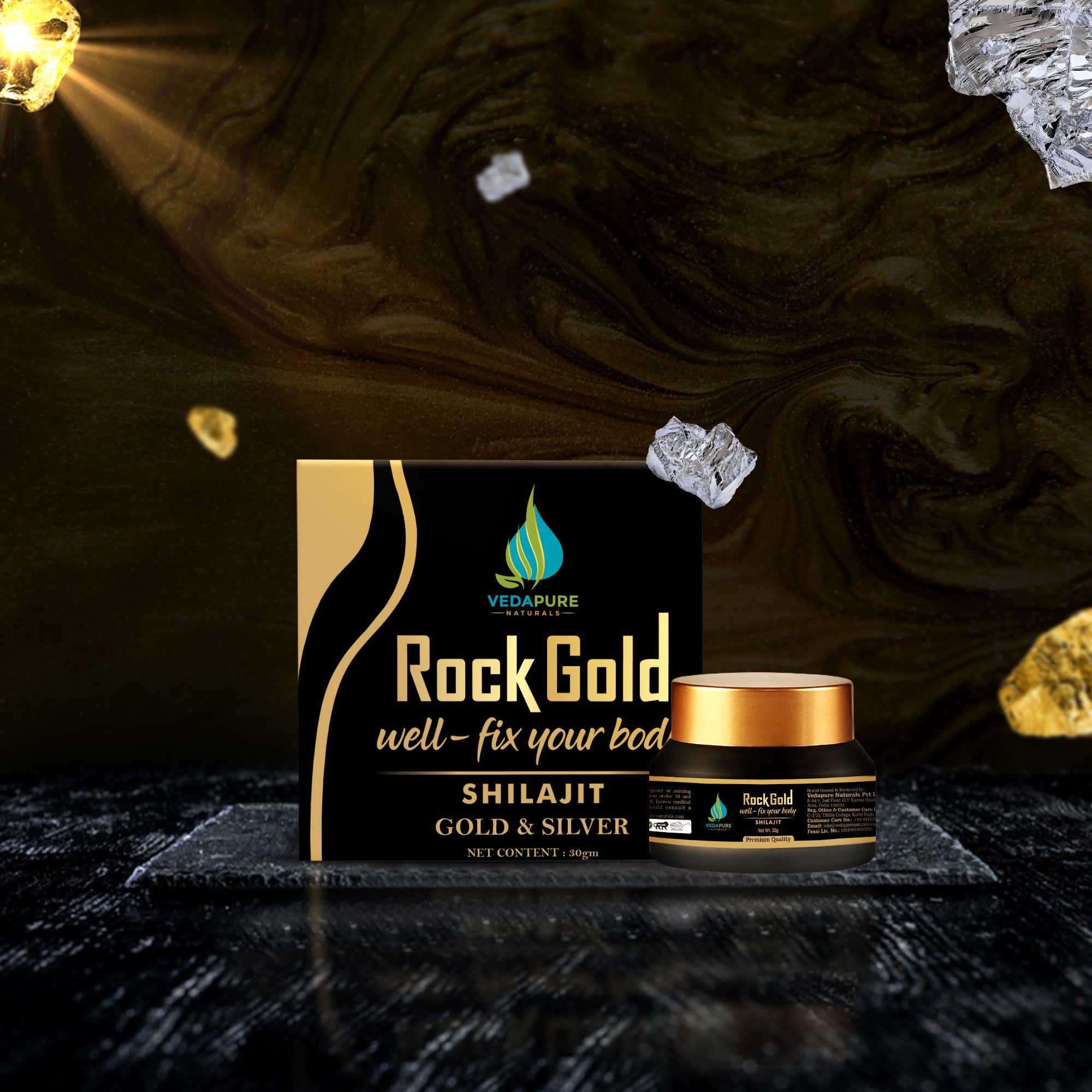 Rock Gold Shilajit Natural Source of Fulvic Acid and Trace Minerals 30gram Rock Gold