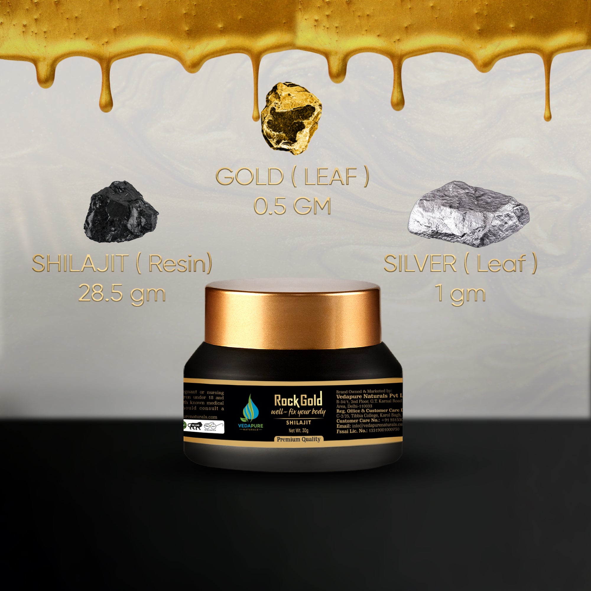 Rock Gold Shilajit Natural Source of Fulvic Acid and Trace Minerals 30gram Rock Gold