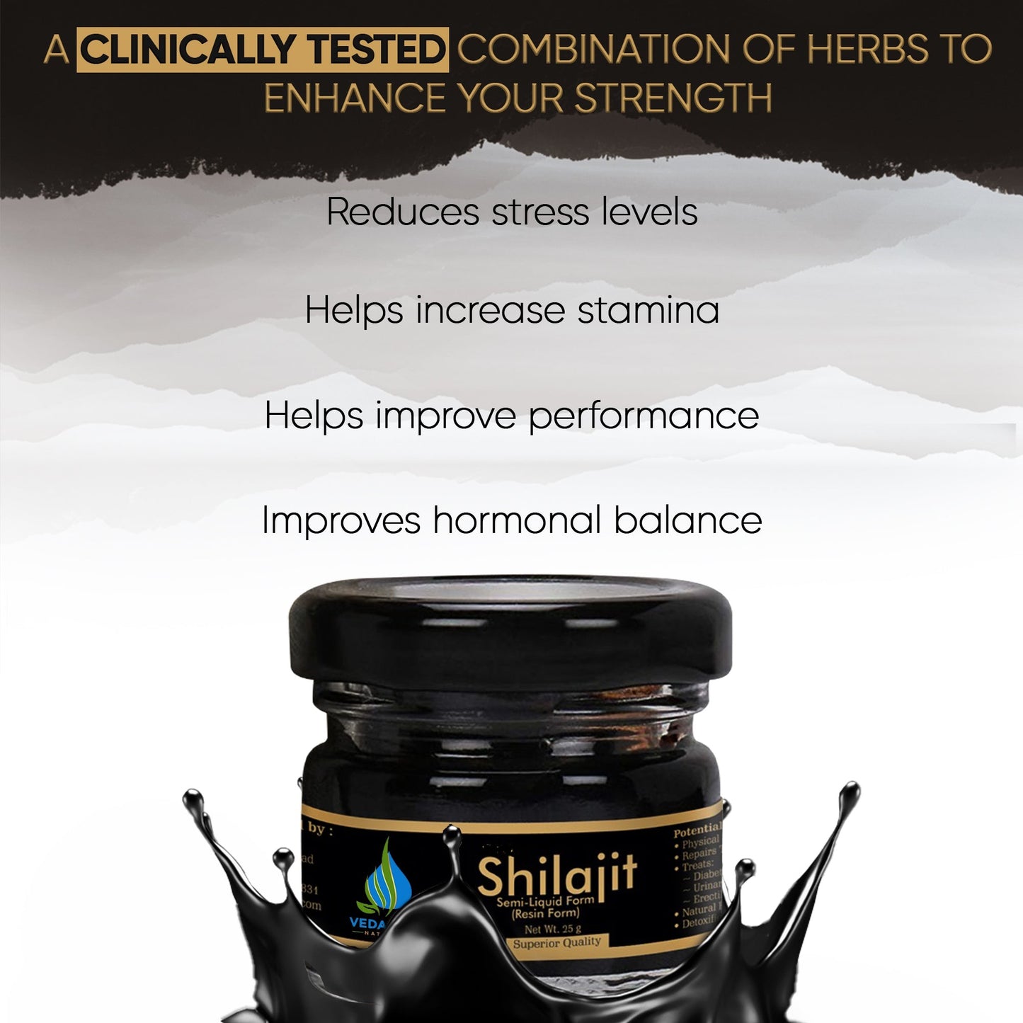 Vedapure  Shilajit/Shilajeet Resin for Men & Women Supports General Weakness-25 Gram Vedapure Naturals