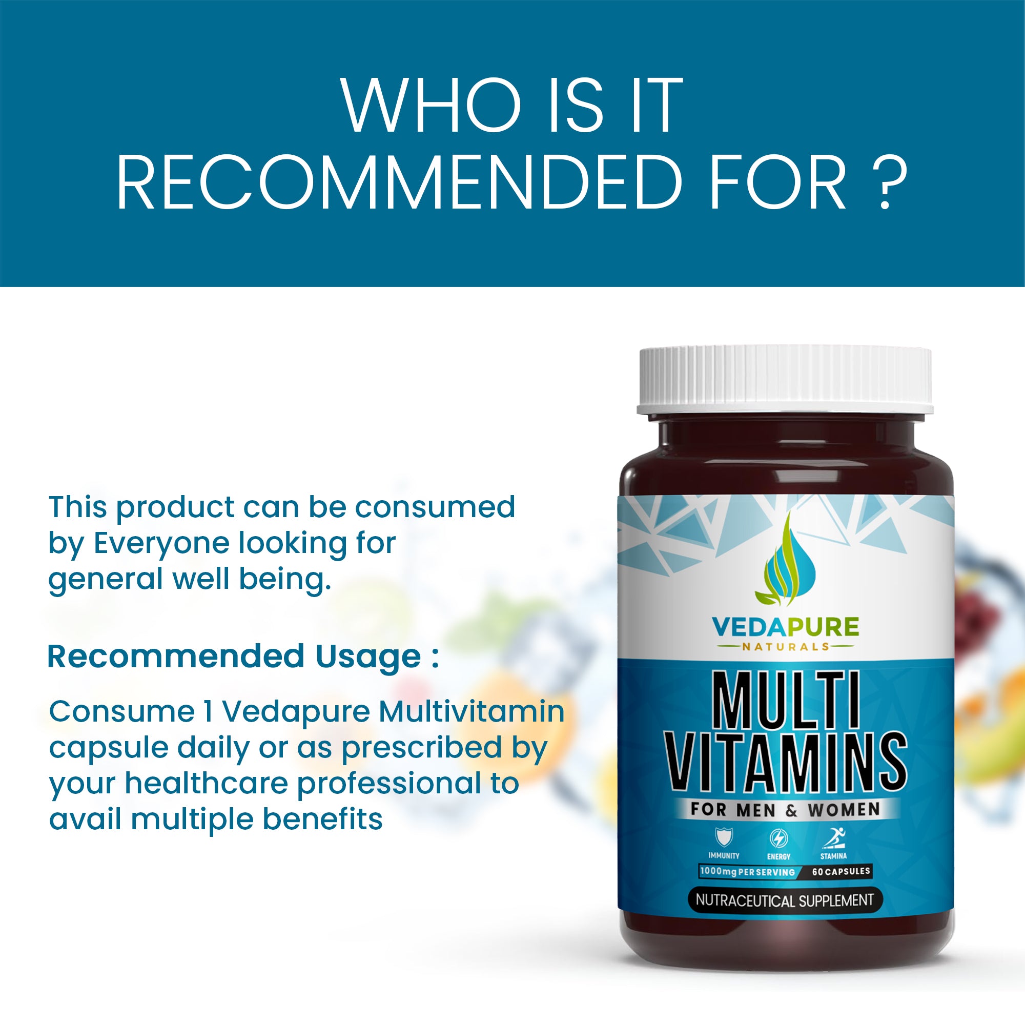 Vedapure Naturals Multivitamin & Multimineral For Men & Women- 60 Capsules Vedapure Naturals