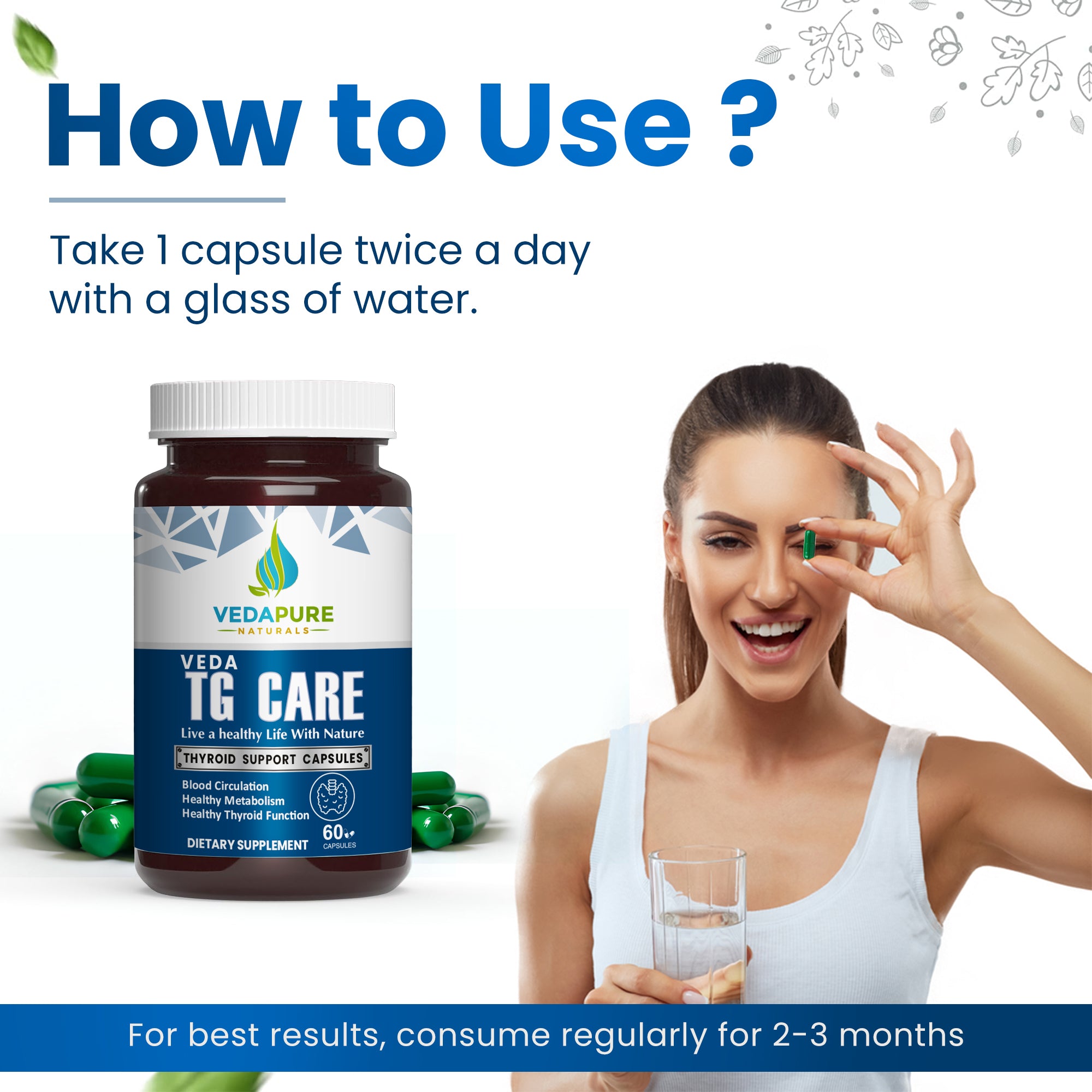Vedapure Naturals TG Care Thyroid supplement For Men & women- 60 Capsules Vedapure Naturals