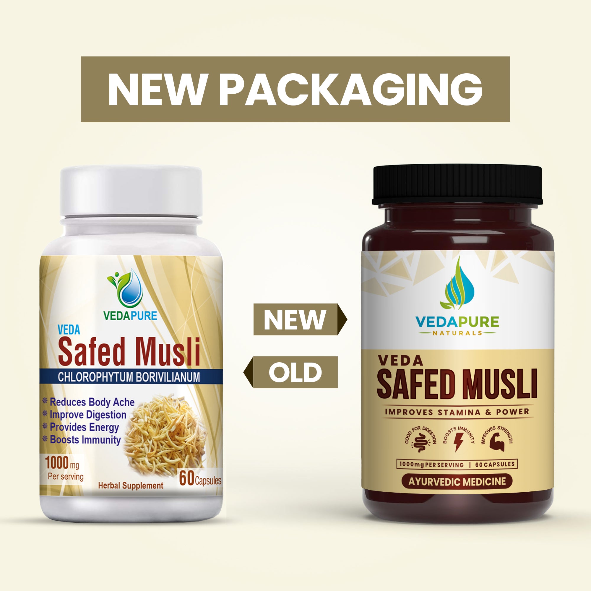 Vedapure Naturals Safed Musli & Veda Raw Shilajit 60 Capsules  (COMBO PACK) Vedapure Naturals