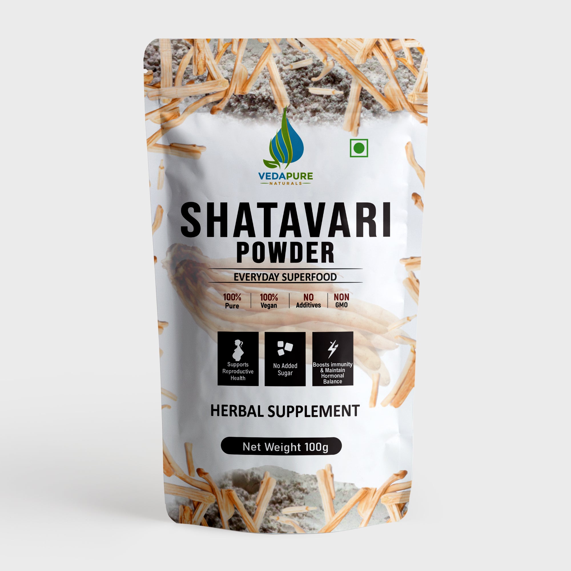 VEDAPURE NATURALS & Pure Shatavari Powder | Herbal Supplement | Ayurvedic Shatavari Powder to Support Women Health | Supports Digestion & Balance Hormones | 100 gm VedapureNaturals