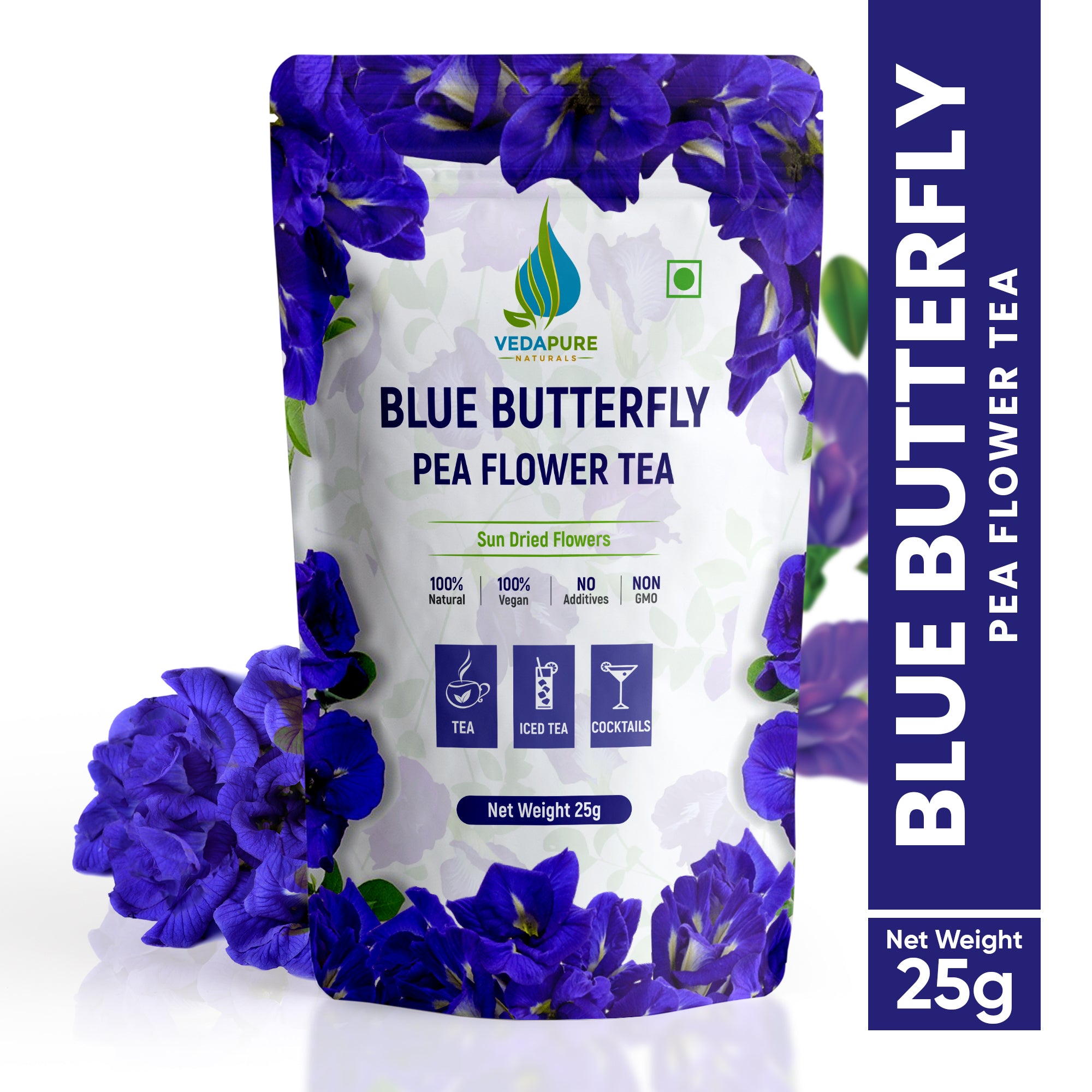 Vedapure Naturals Blue Butterfly Pea Flower Tea 25 g Vedapure Naturals