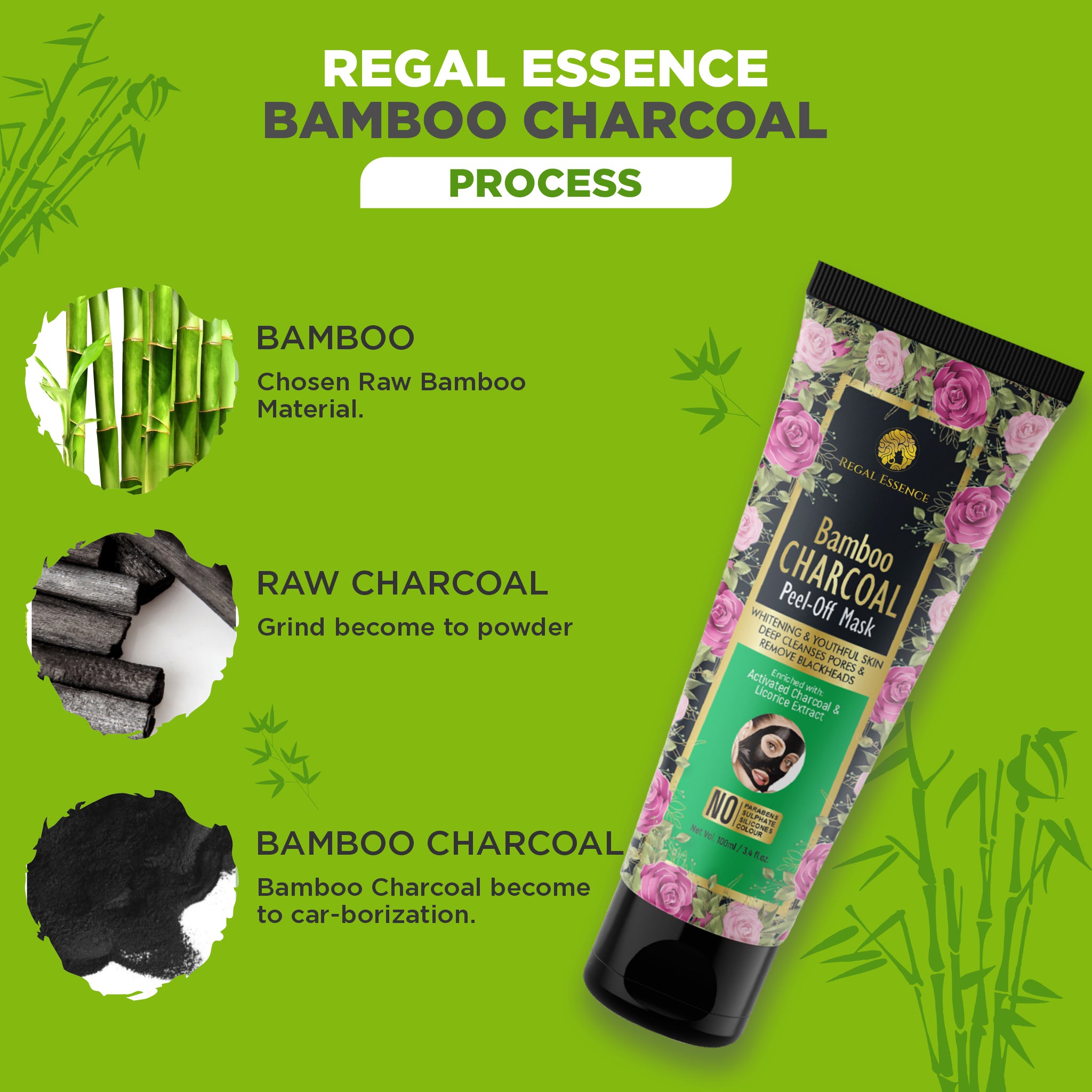 Regal Essence Bamboo Activated Charcoal Peel Off Mask-100ml Vedapure Naturals