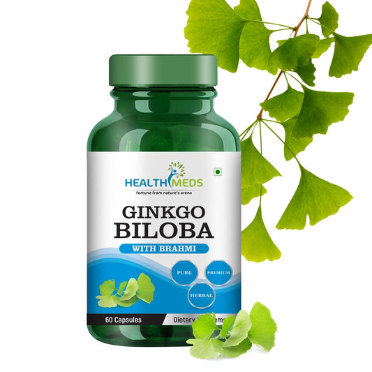 Healthmeds Ginkgo Biloba With Brahmi For Healthy Brain Functions- 60 Capsules Vedapure Naturals