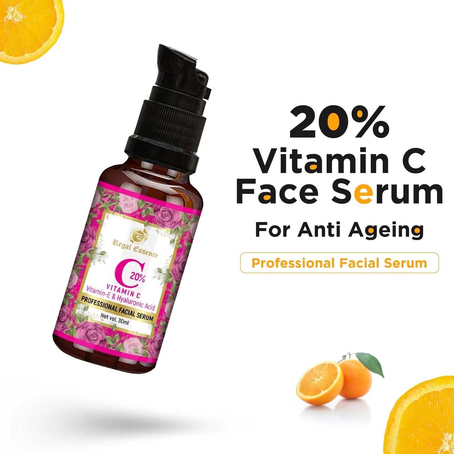 Regal Essence Vitamin C & E Hyaluronic Acid Professional Facial Serum -30ML Vedapure Naturals