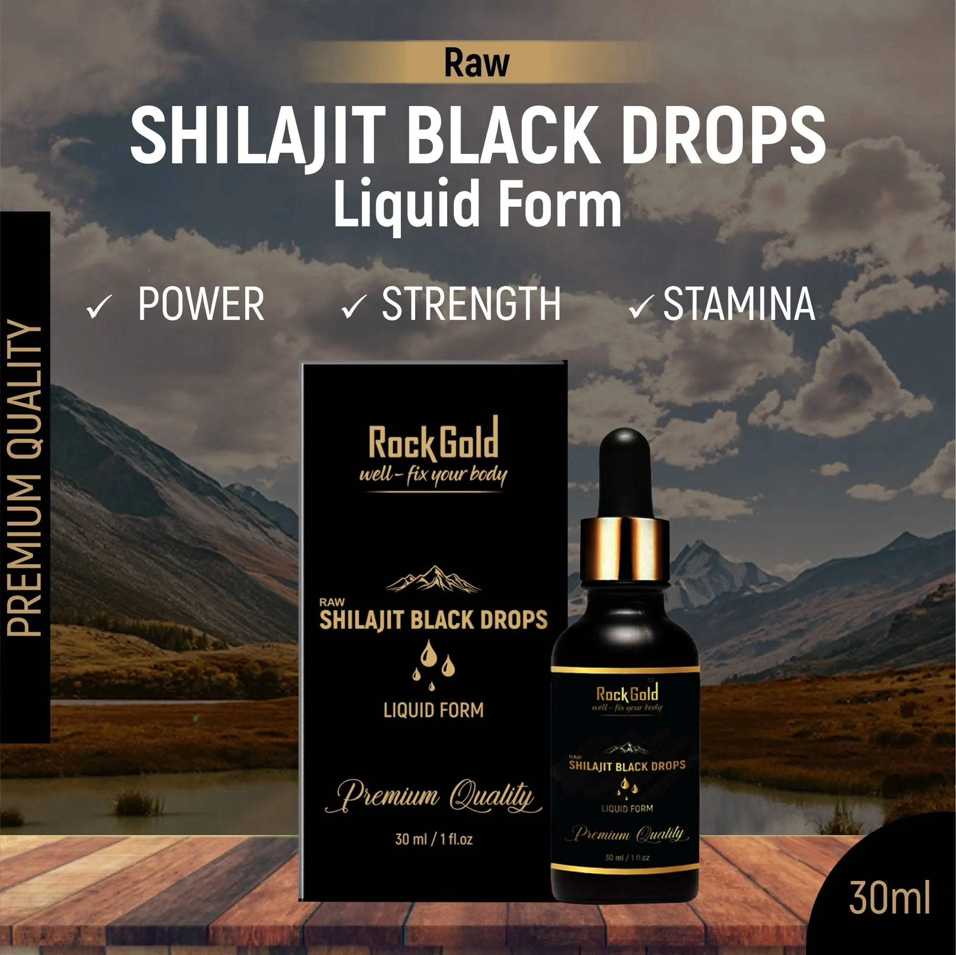 Rock Gold Pure Ayurvedic Raw Shilajit/ Shilajeet Liquid For Men & Women- 30ml Rock Gold