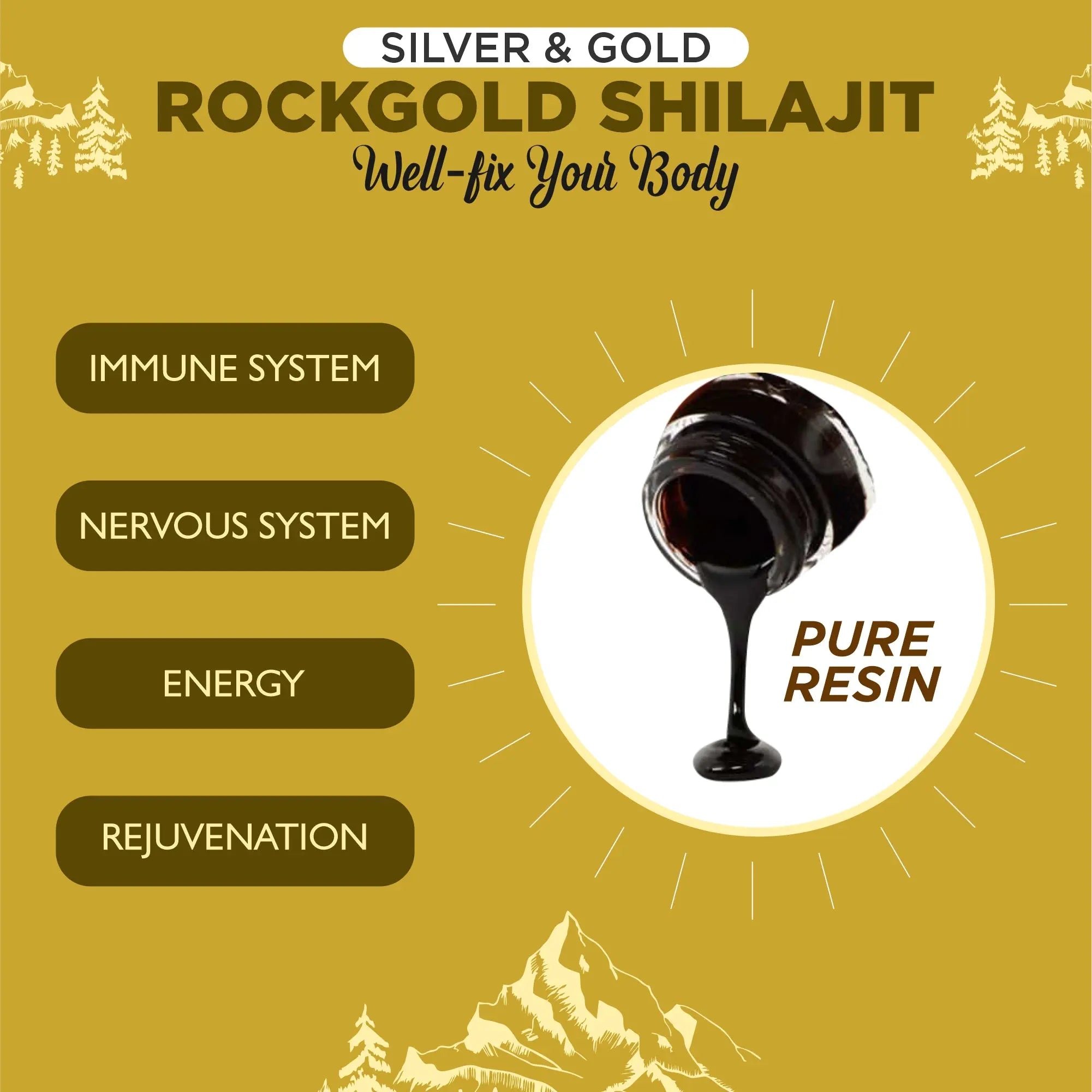 Rock Gold Shilajit Natural Source of Fulvic Acid and Trace Minerals 30gram Rock Gold