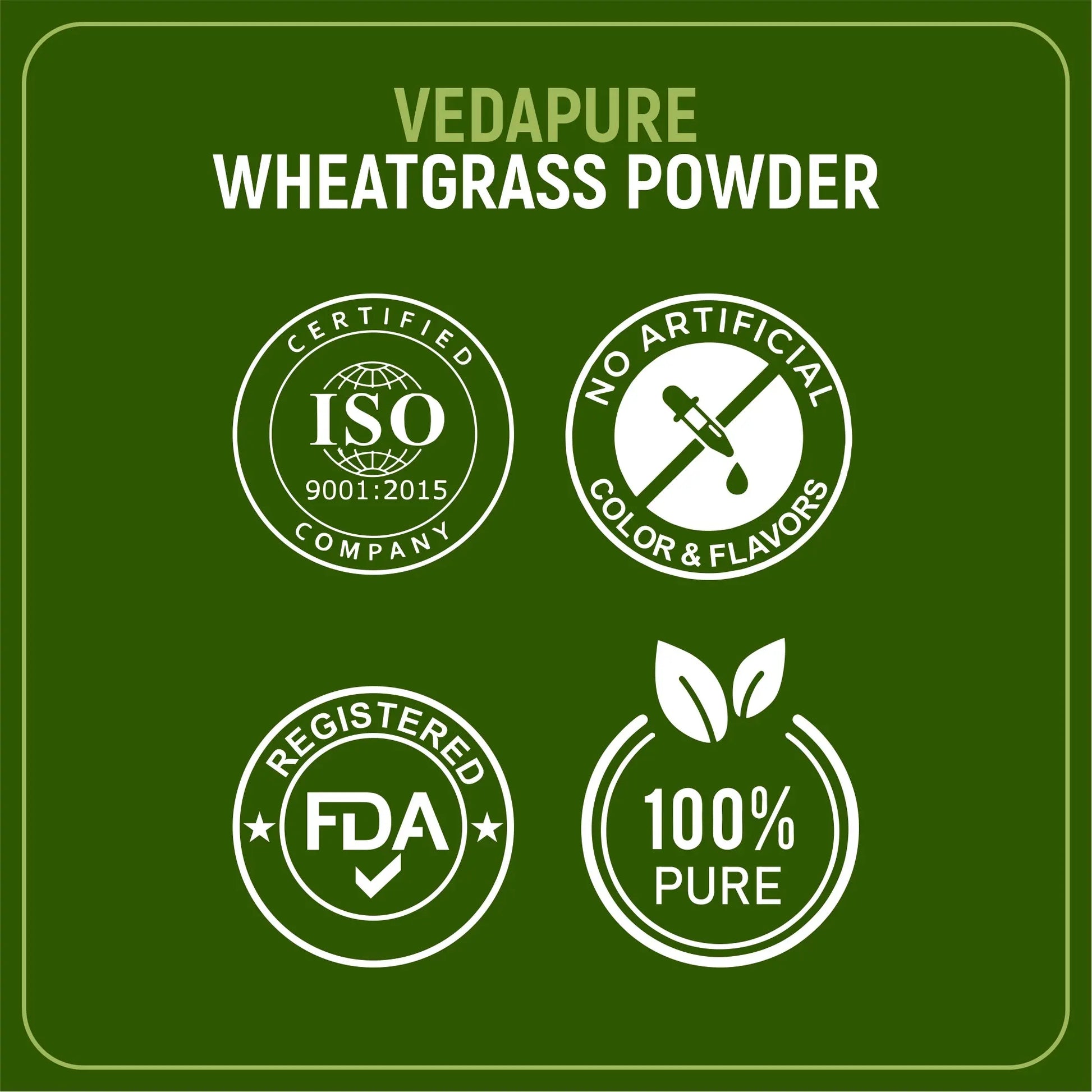 Vedapure 100% Natural & Organic Wheatgrass Powder For Immunity & Energy - 100gm Vedapure Naturals