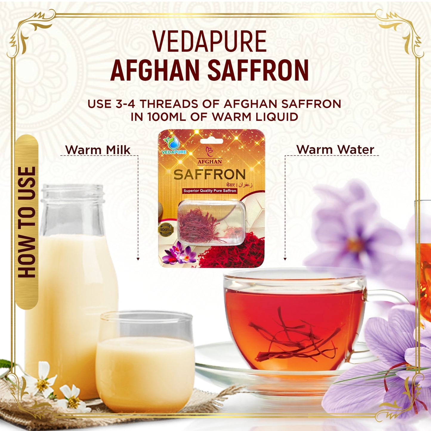 Vedapure Afghan Saffron Premium A++ Grade, Highest Quality-1gram Vedapure Naturals