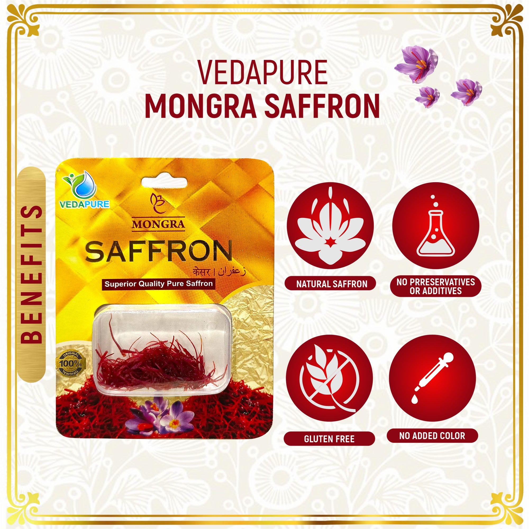 Vedapure Mongra Saffron/Kesar Premium A++ Grade Saffron- 1gram Vedapure Naturals