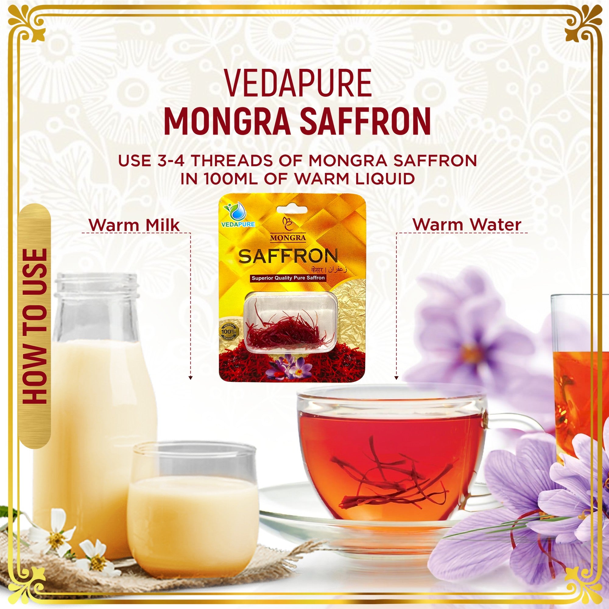 Vedapure Mongra Saffron/Kesar Premium A++ Grade Saffron- 1gram Vedapure Naturals