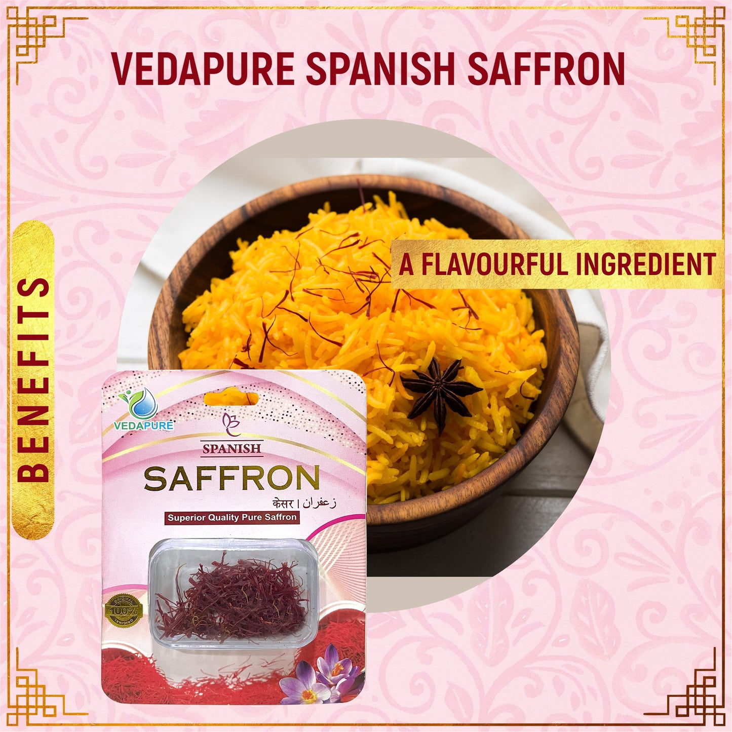 Vedapure Natural & Pure A++ Grade Spanish Saffron/Kesar Threads- 1 Gram Vedapure Naturals