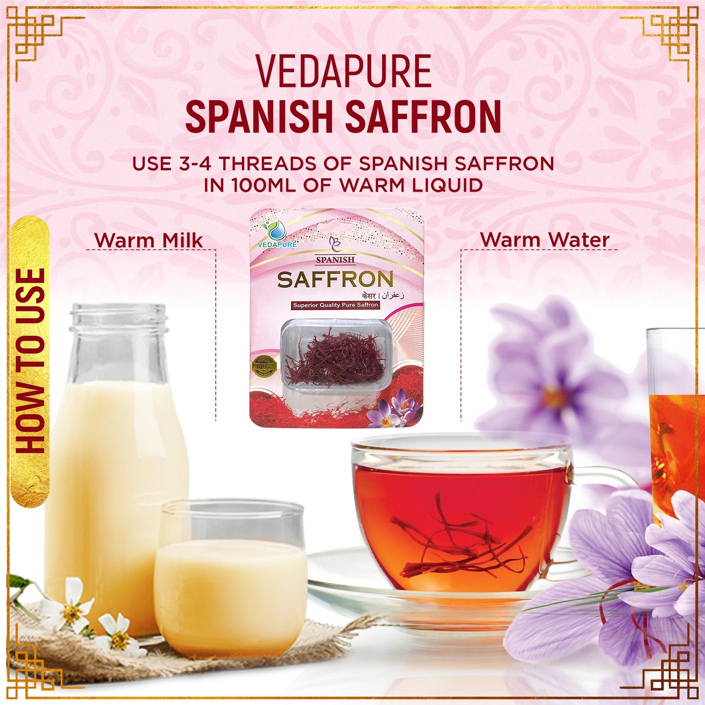 Vedapure Natural & Pure A++ Grade Spanish Saffron/Kesar Threads- 1 Gram Vedapure Naturals